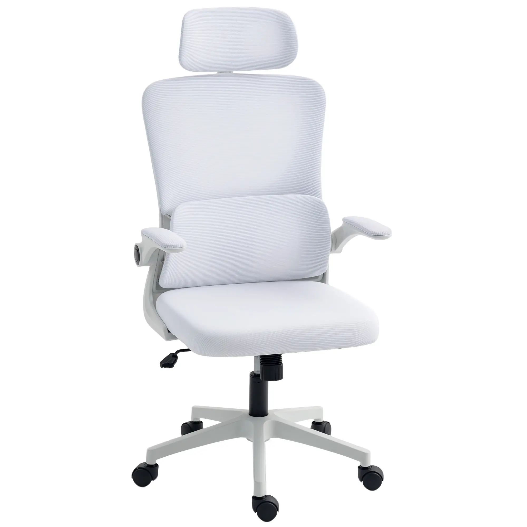 High Back Office Chair, Mesh Computer Chair, Adjustable Height, Cream White