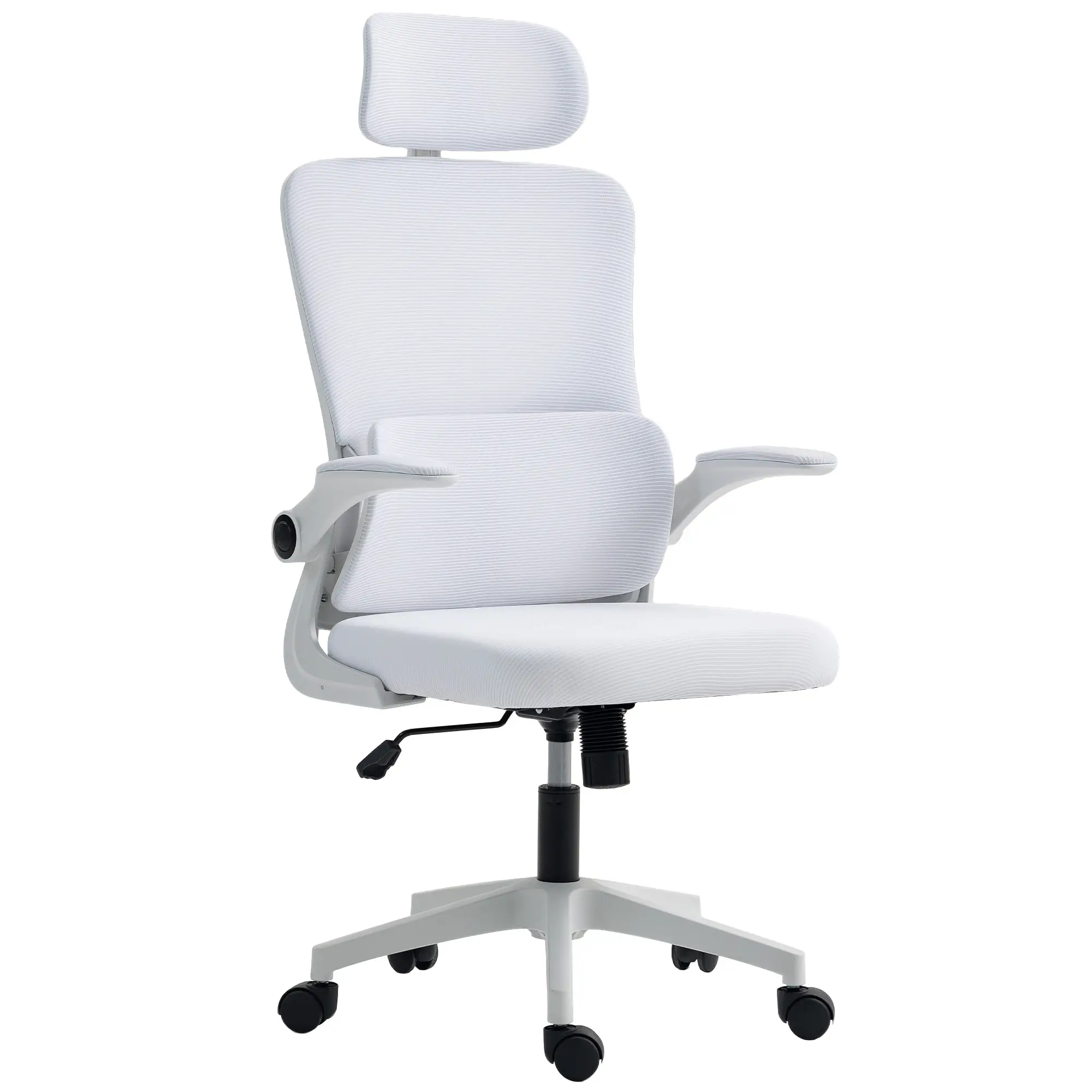 High Back Office Chair, Mesh Computer Chair, Adjustable Height, Cream White - Image 11