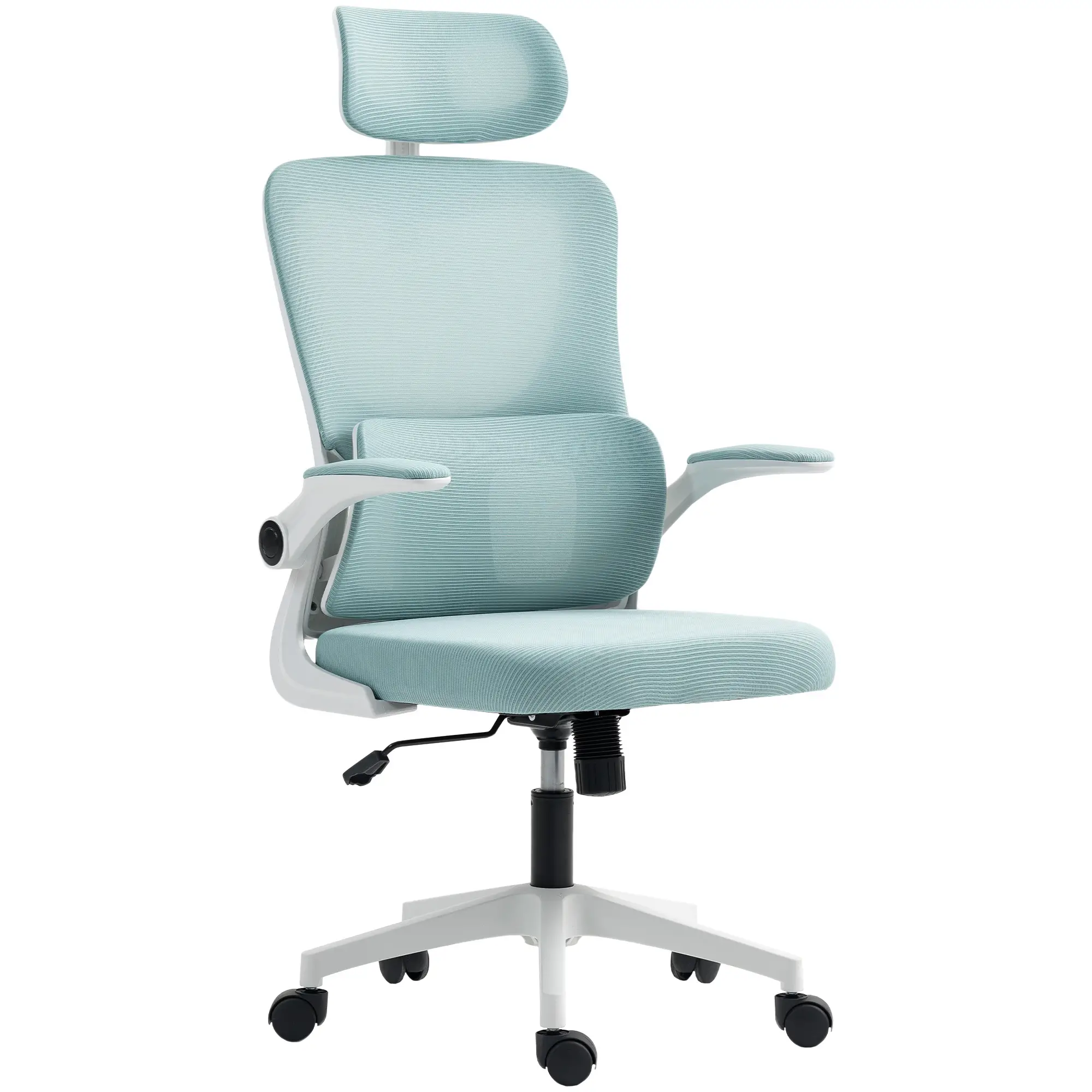 High Back Office Chair, Mesh Computer Chair, Adjustable Height, Light Blue - Image 11