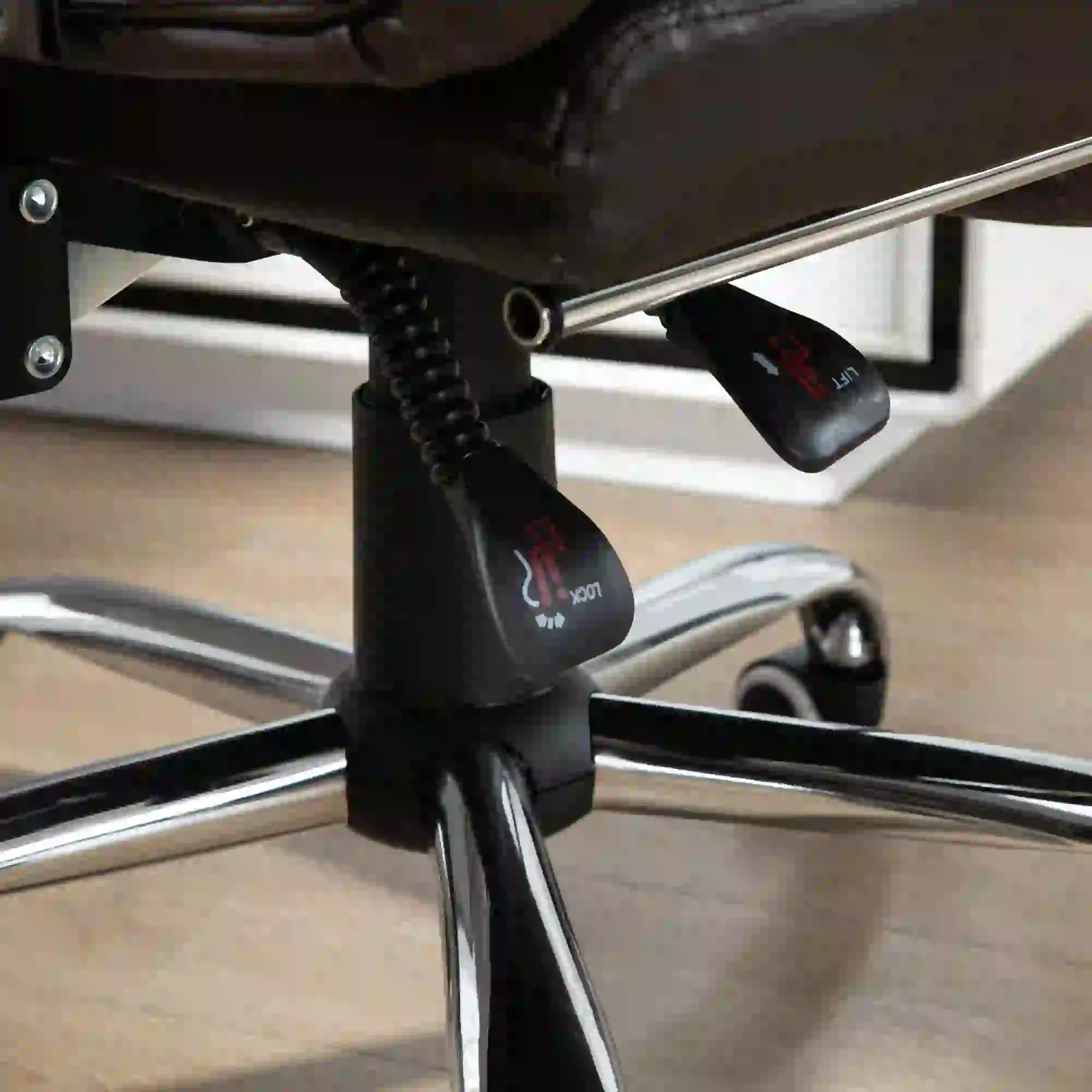 High Back Office Chair, PU Leather, Retractable Footrest, Padded Armrest, Coffee - Image 9