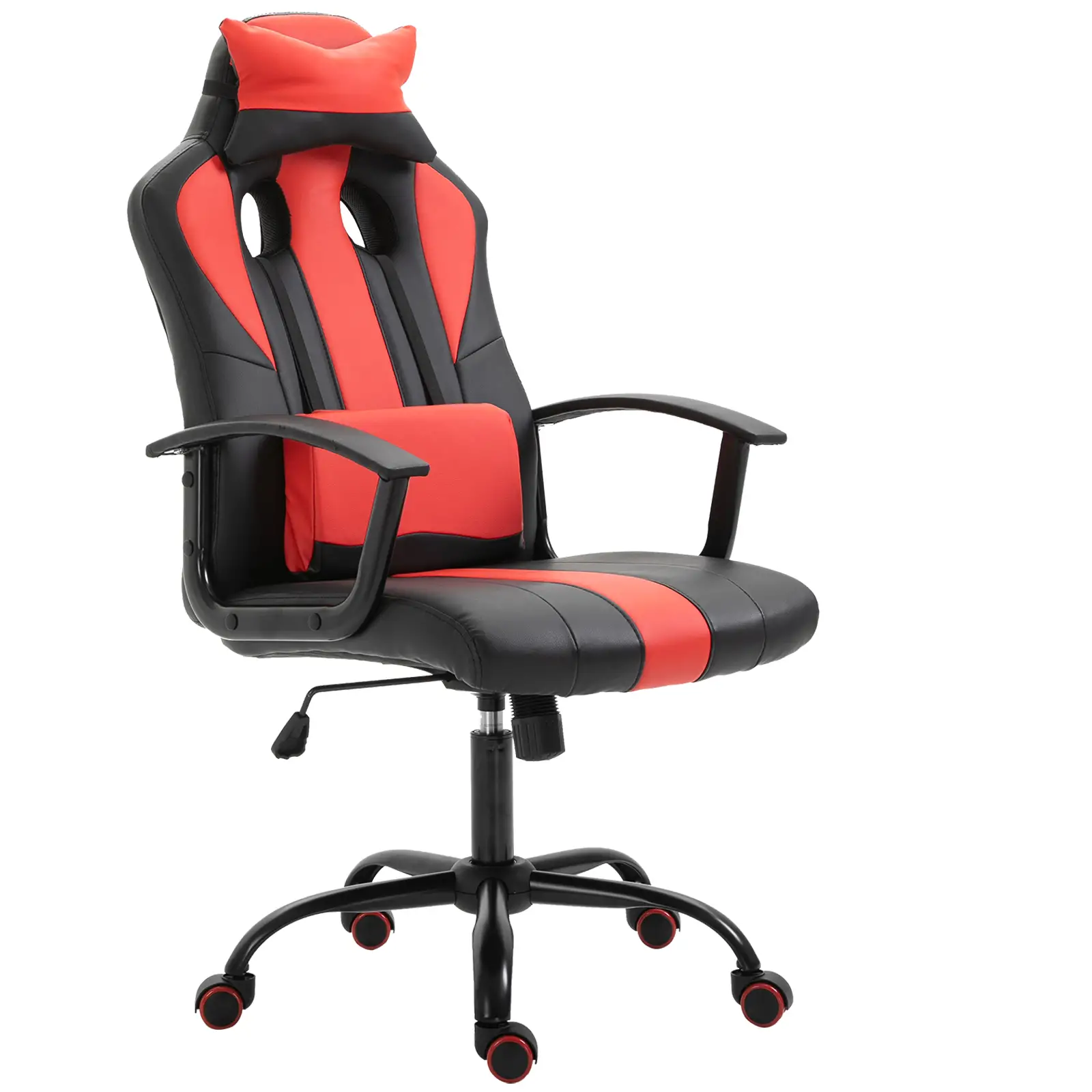 High Back Racing Style Gaming Chair, Adjustable PU Leather, Lumbar Support, Red - Image 12