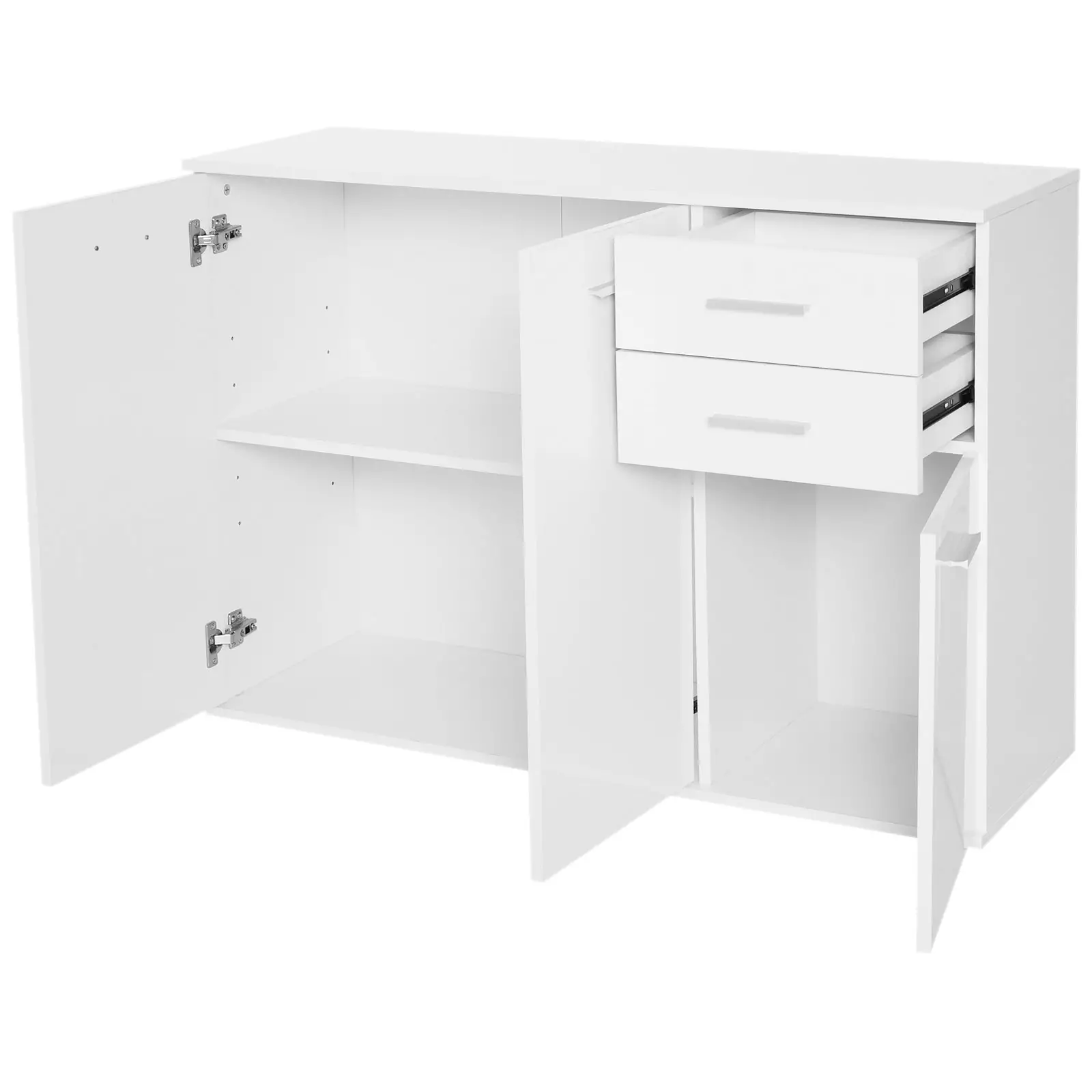 High Gloss Sideboard, 2 Drawers, 3 Doors, Adjustable Shelf, White - Image 11