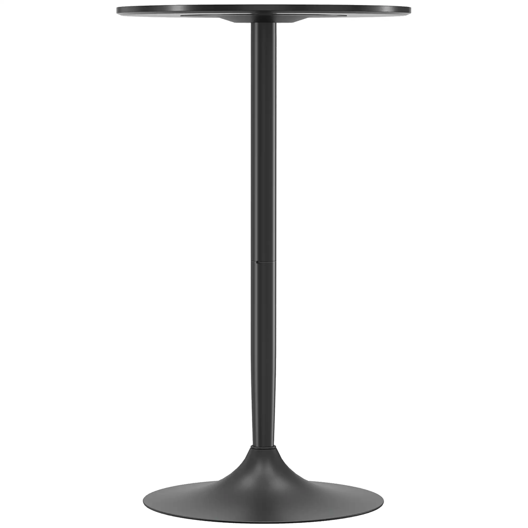 High Top Bar Table, Round Dining Table, Painted Top, Steel Base, Black