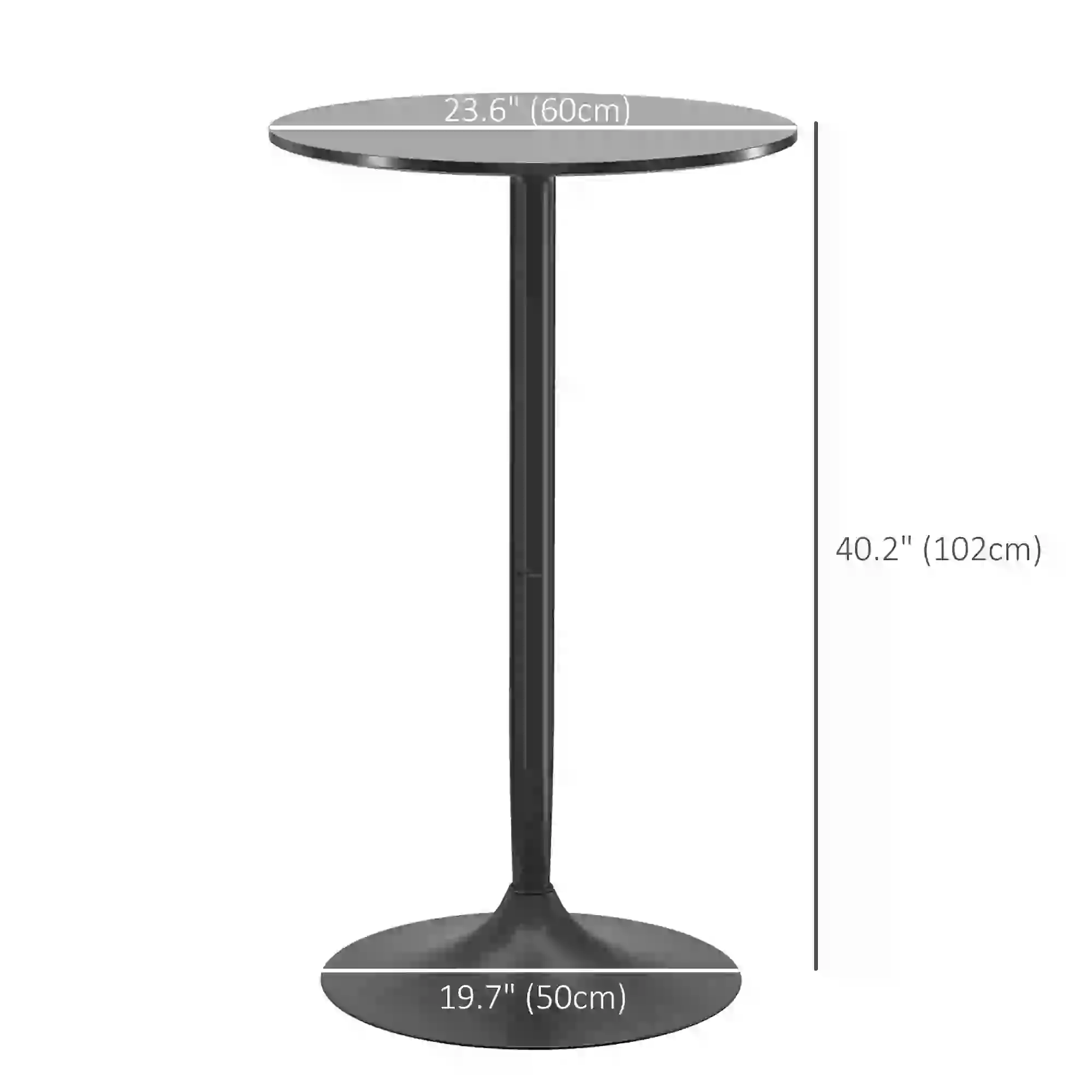 High Top Bar Table, Round Dining Table, Painted Top, Steel Base, Black - Image 3