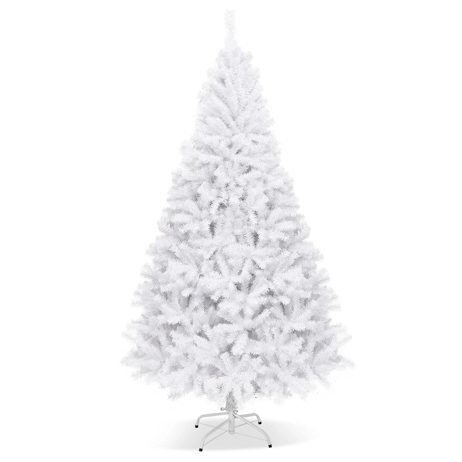 Hinged Artificial Christmas Tree, 7.5 Feet, Metal Stand, White - Image 4