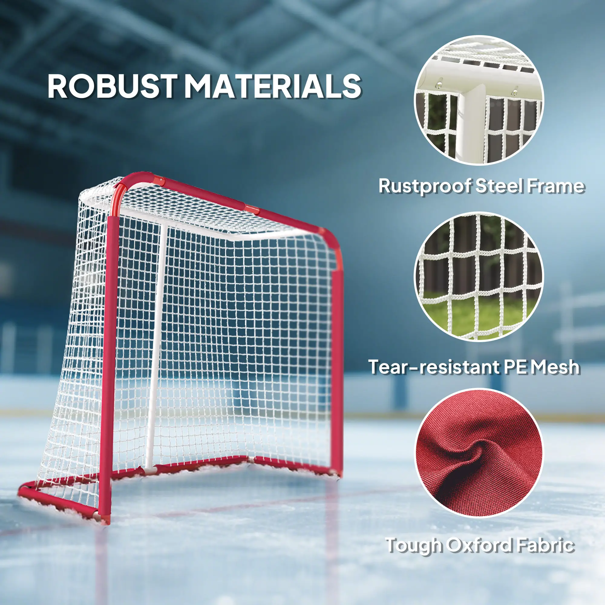 Hockey Net, Steel Frame, PE Mesh, Outdoor Training Equipment - Image 4