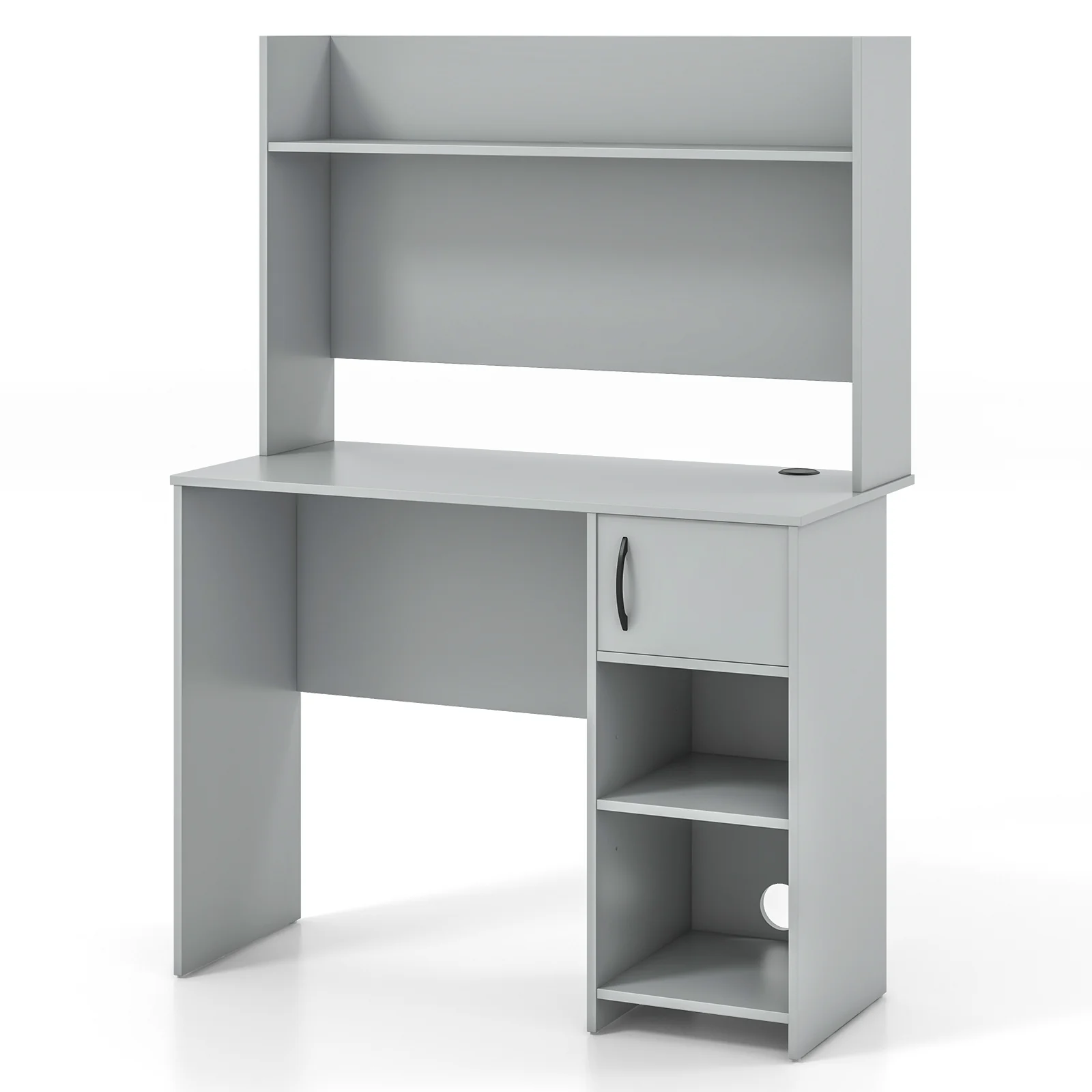Home Office Desk, With Raised Display Shelf, Gray - Image 4