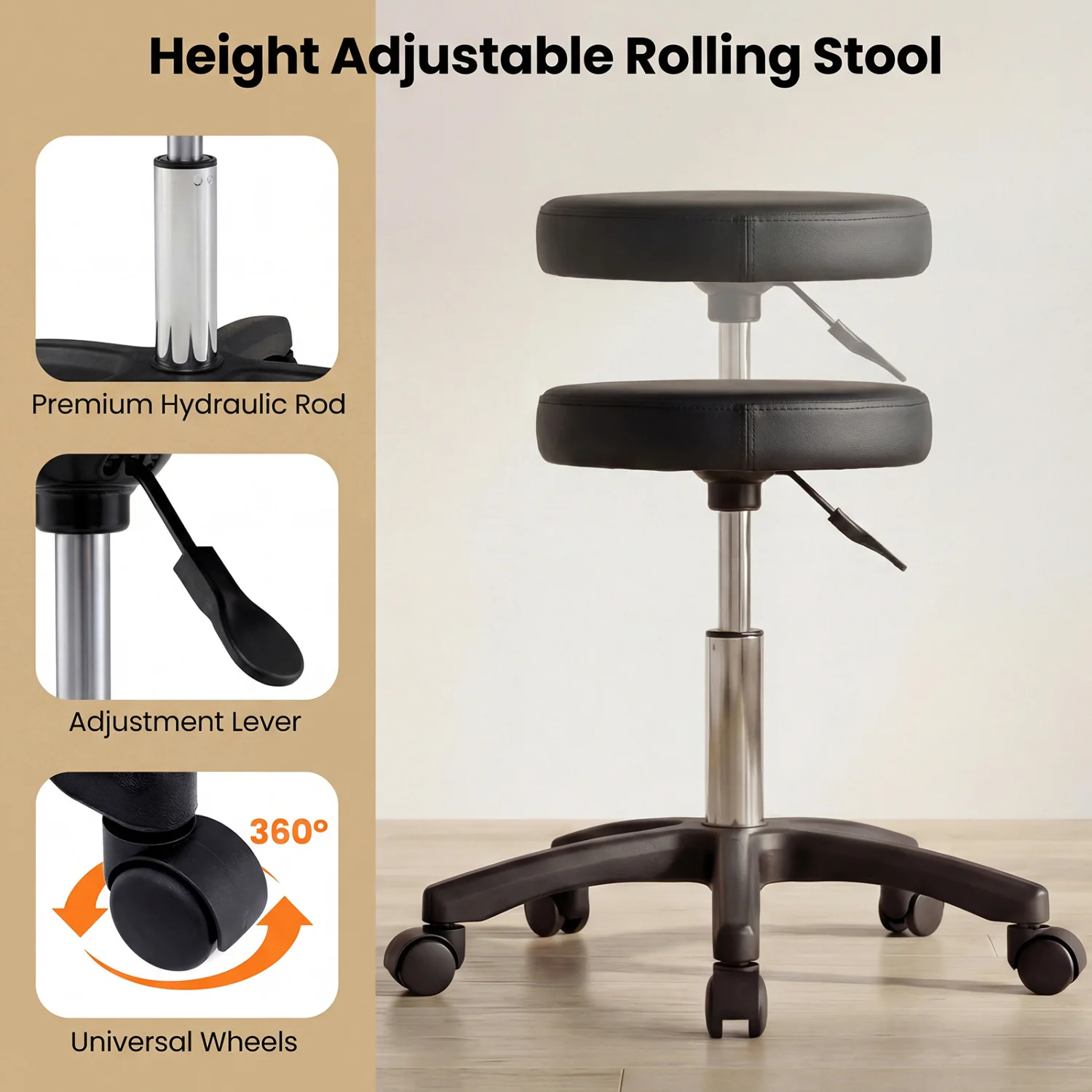 Hydraulic Tattoo Chair With Stool, Black - Image 7