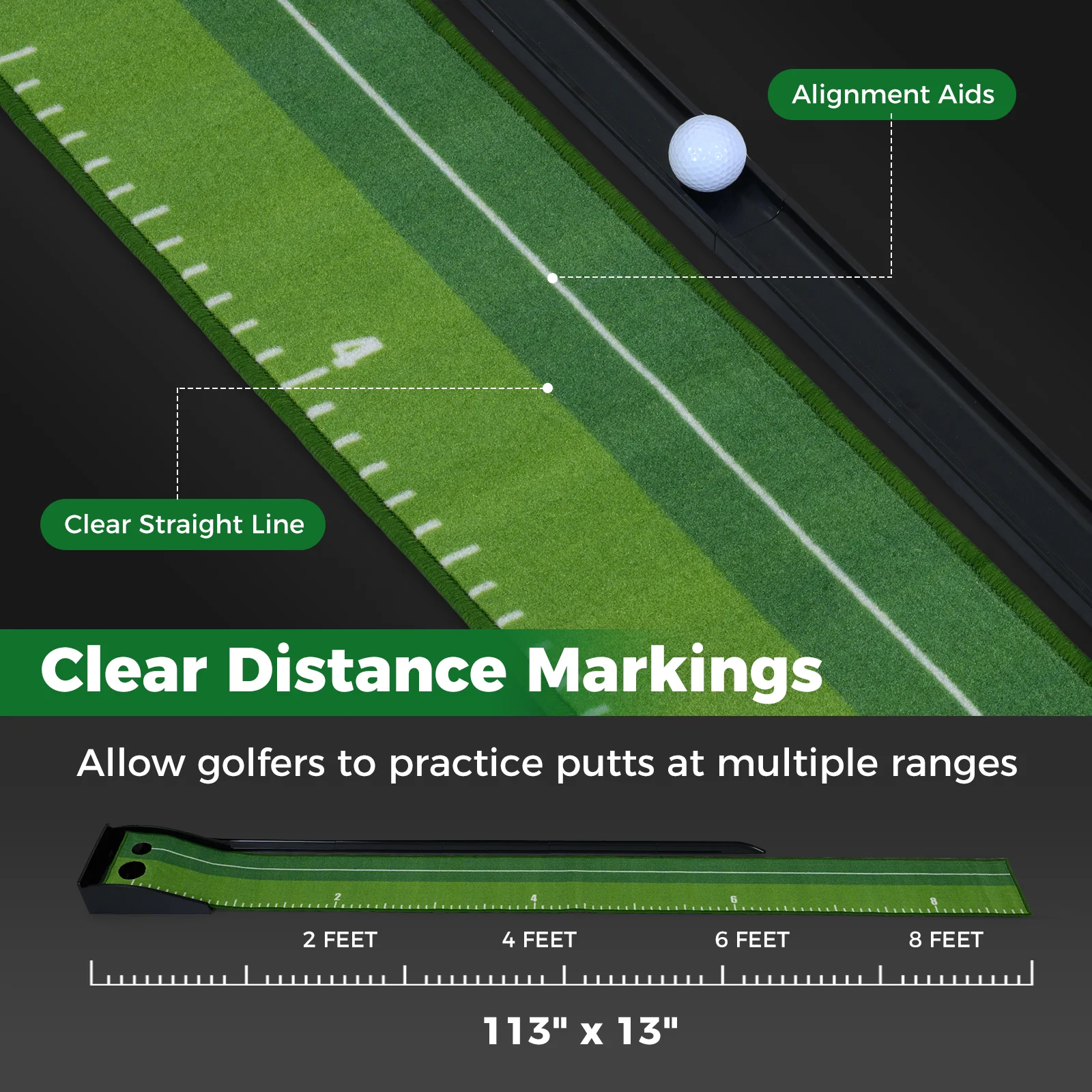 Indoor Golf Putting Mat, Auto Ball Return, 3 Practice Balls - Image 8