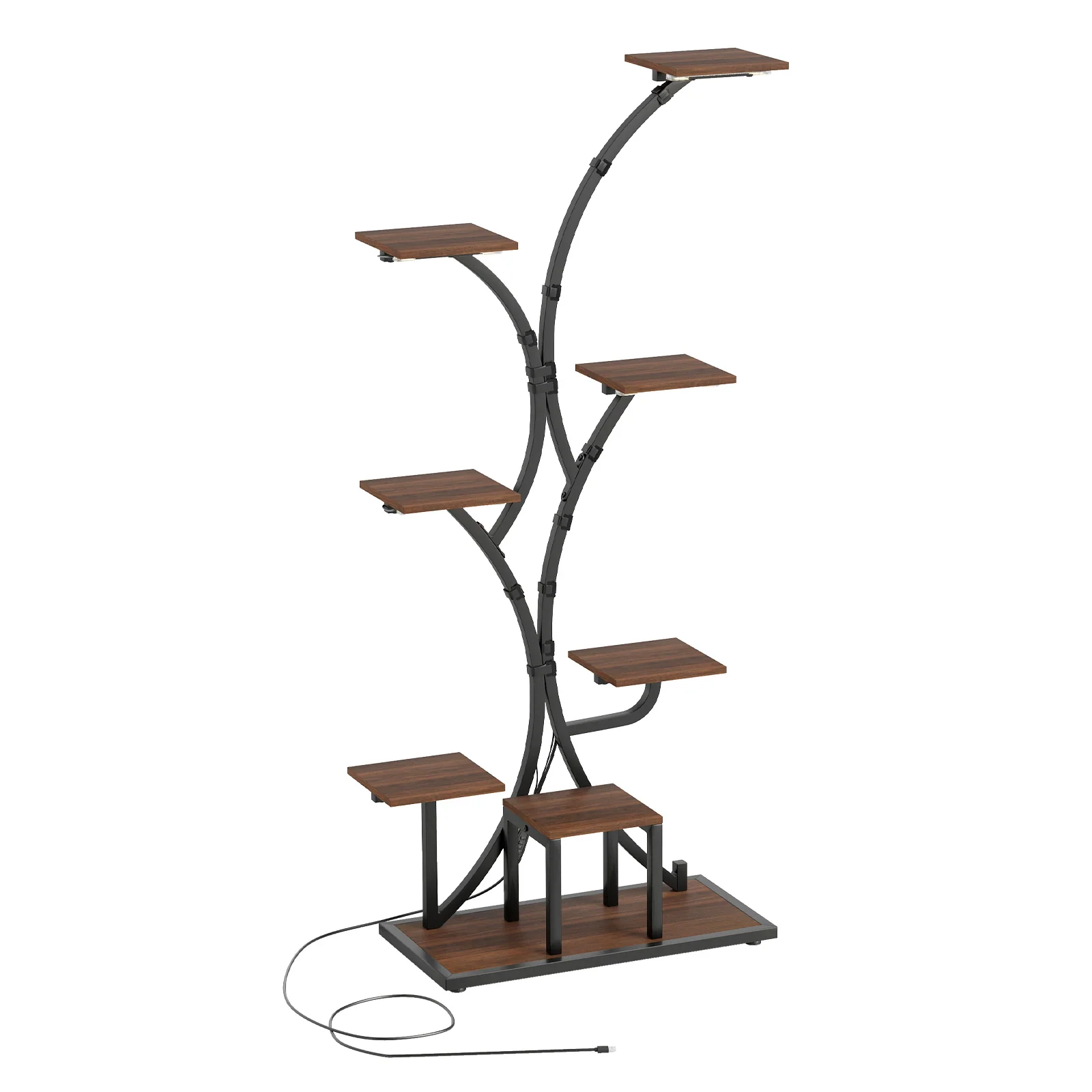 Indoor Plant Stand With Grow Lights, 58" Tall 8-Tier Corner Metal Shelf, Brown - Image 5