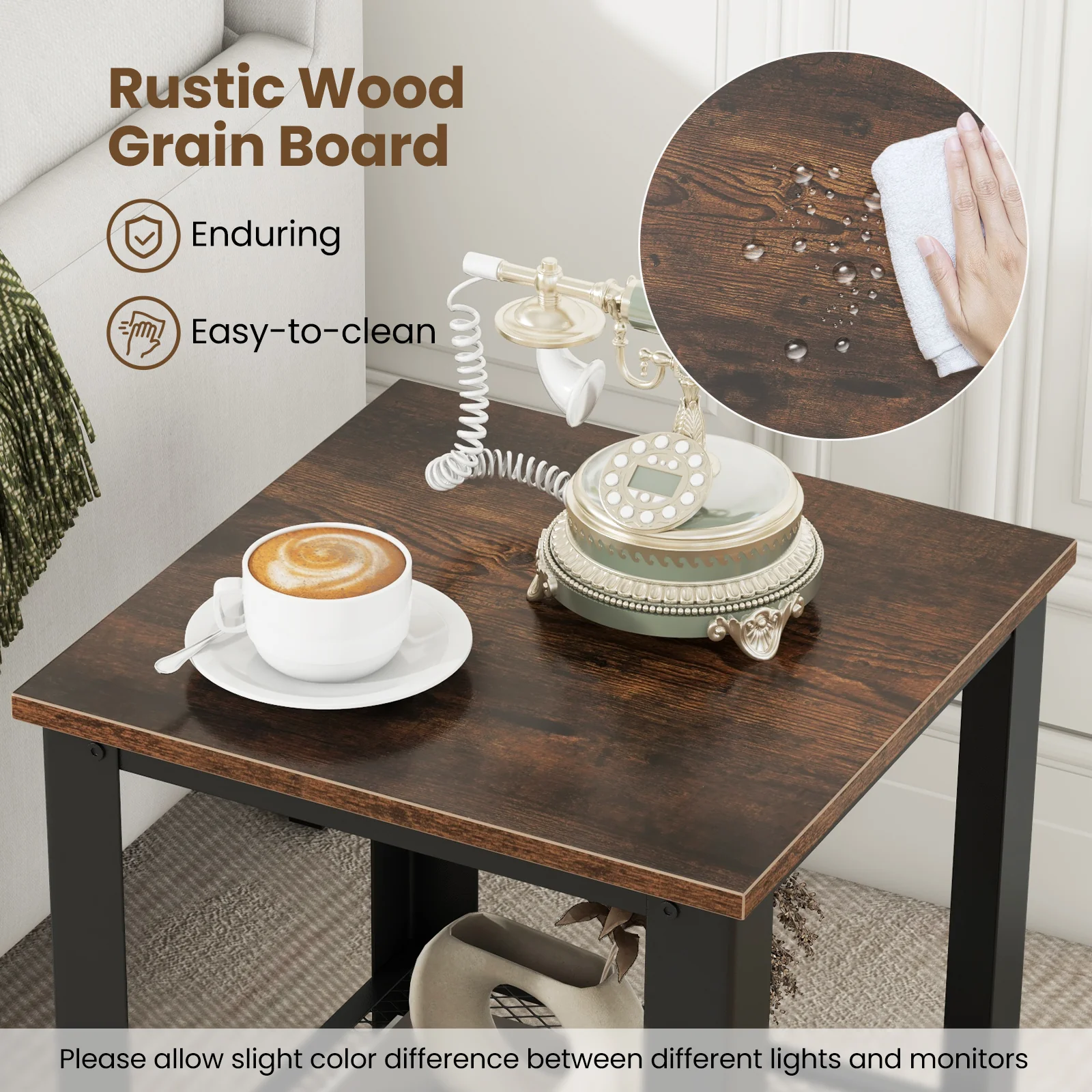 Industrial 2-Tier End Table, Black - Image 10