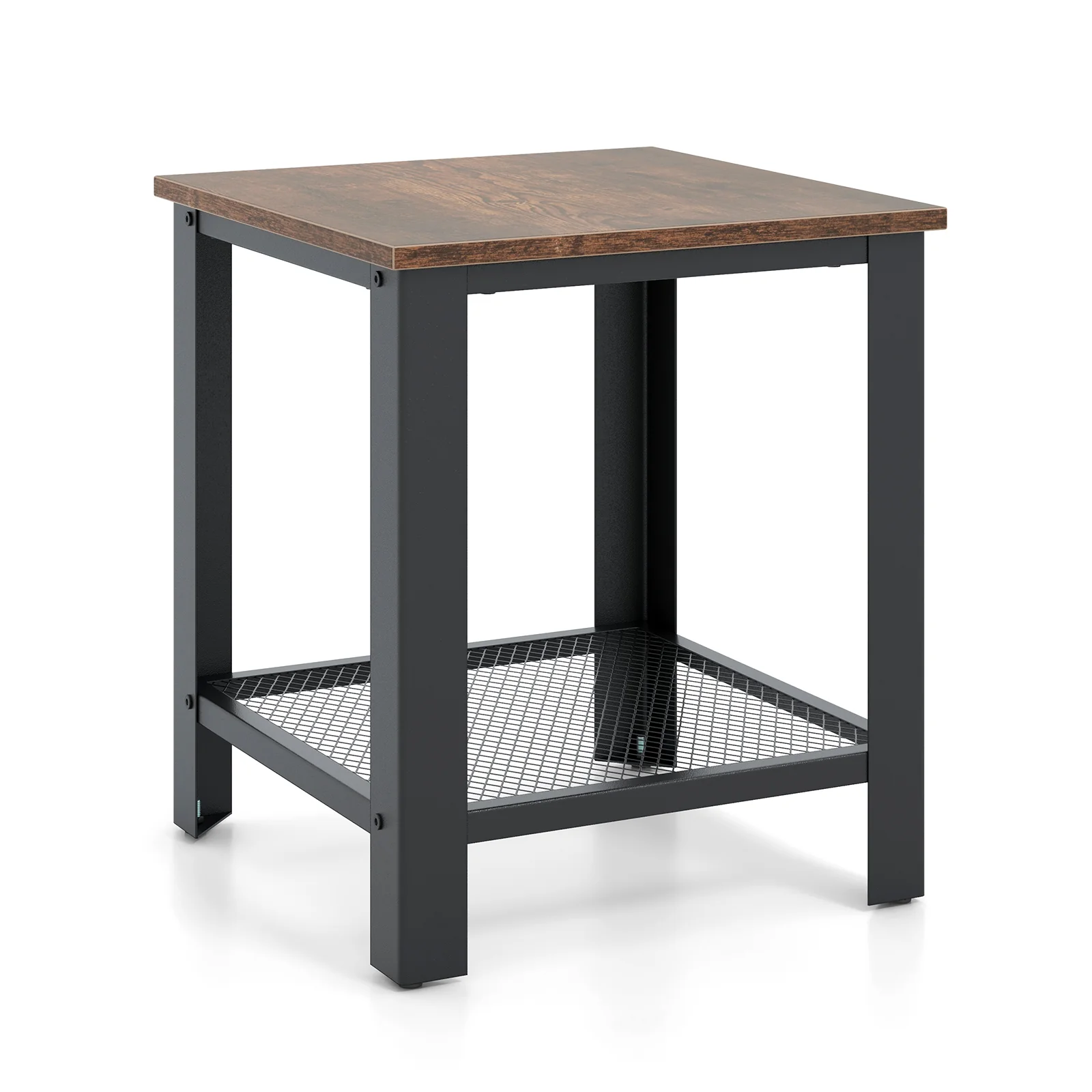 Industrial 2-Tier End Table, Black - Image 4