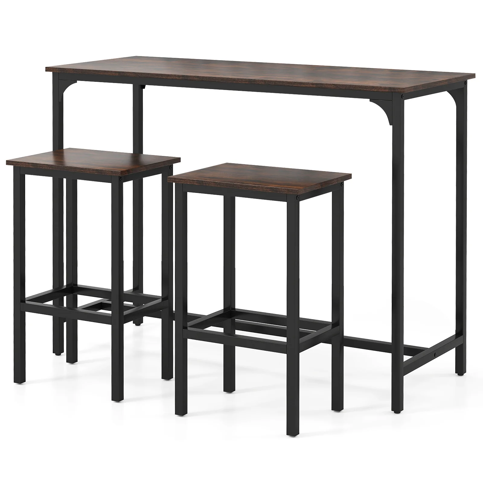 Industrial 3-Piece 47.5" Counter-Height Dining Table, 2 Bar Stools - Image 5