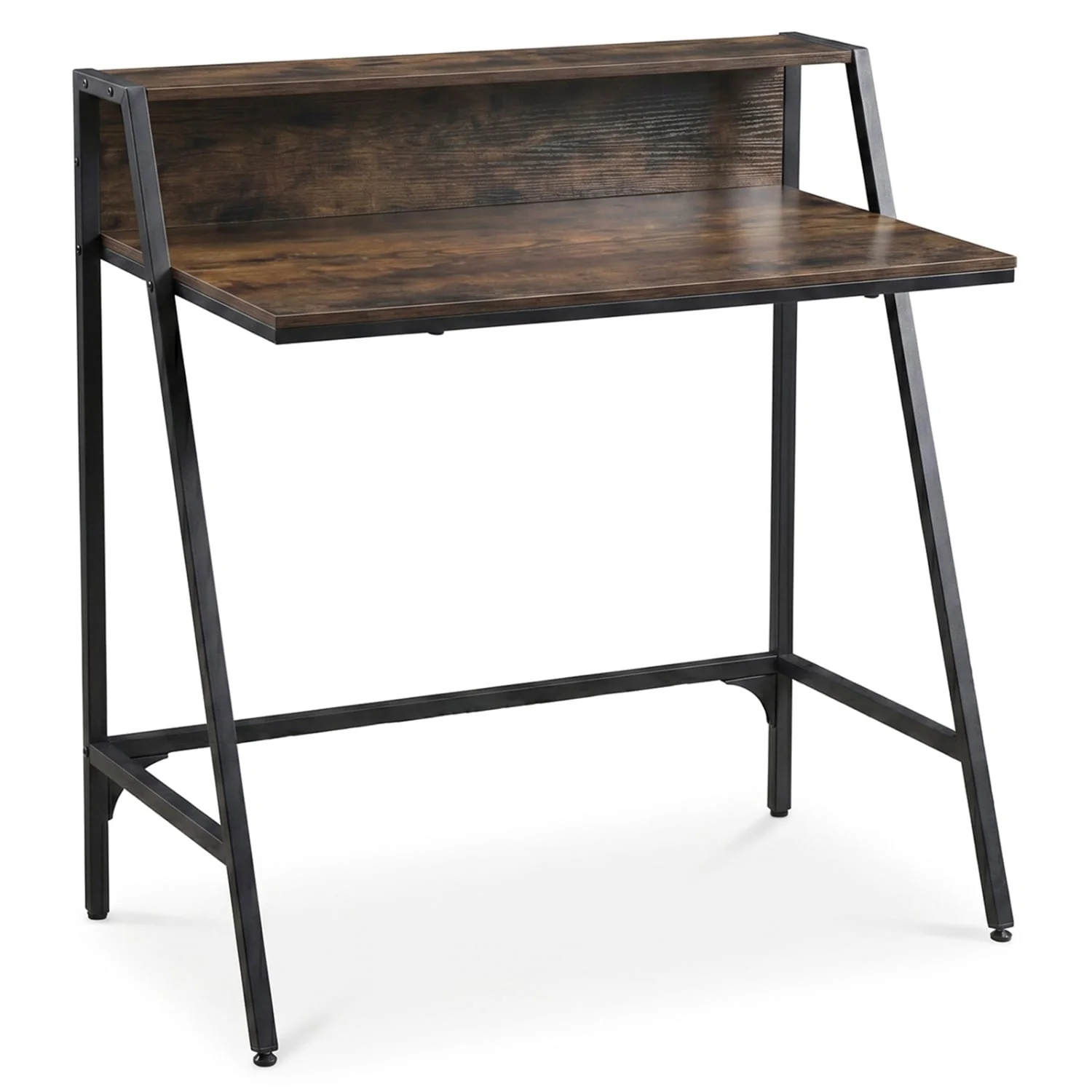 Industrial Desk With Raised Shelf, 31.5", Rustic Brown - Image 4