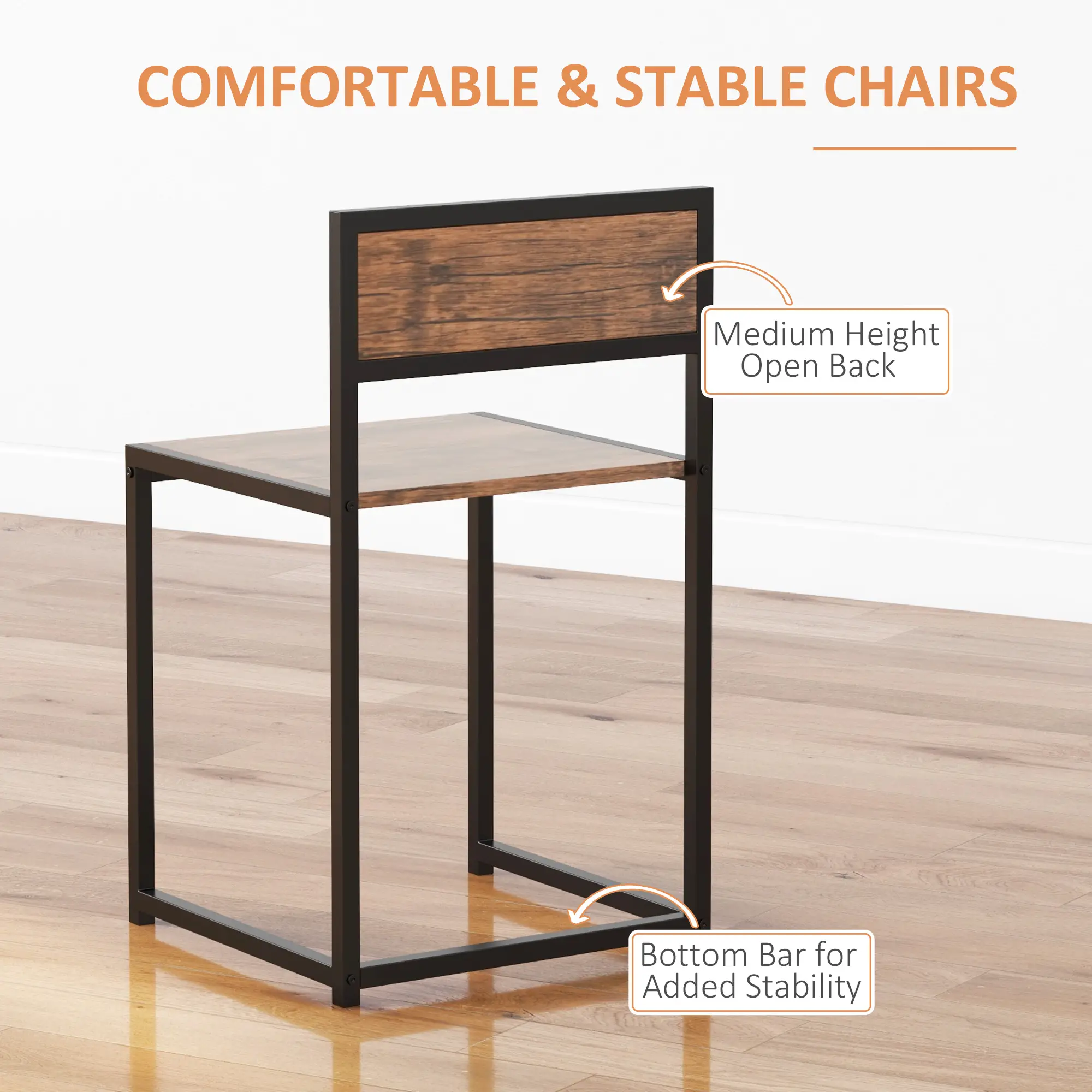 Industrial Dining Table Set for 2, Kitchen Table and Chairs - Image 7