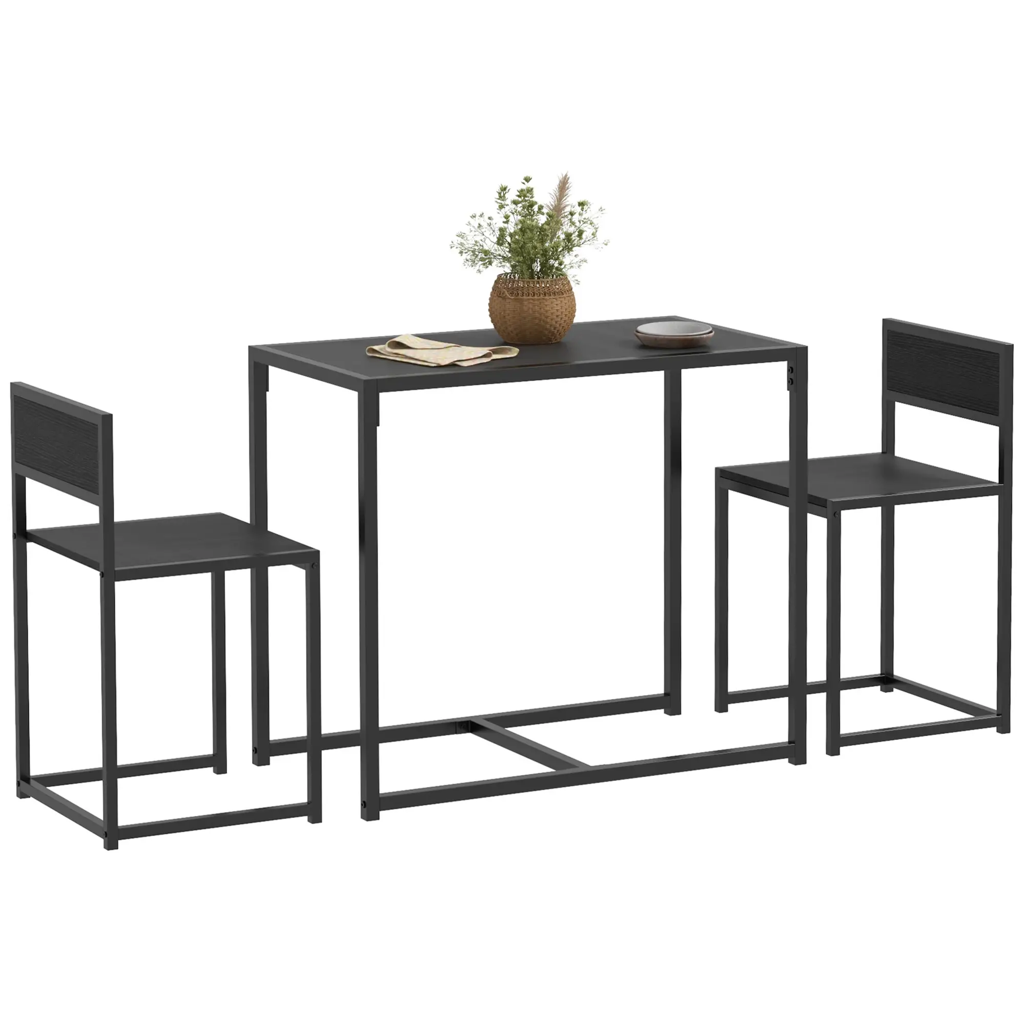 Industrial Dining Table Set for 2, Kitchen Table and Chairs, Small Space
