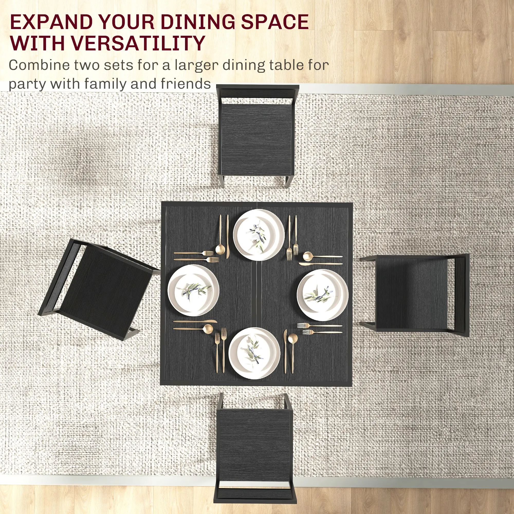 Industrial Dining Table Set for 2, Kitchen Table and Chairs, Small Space - Image 7