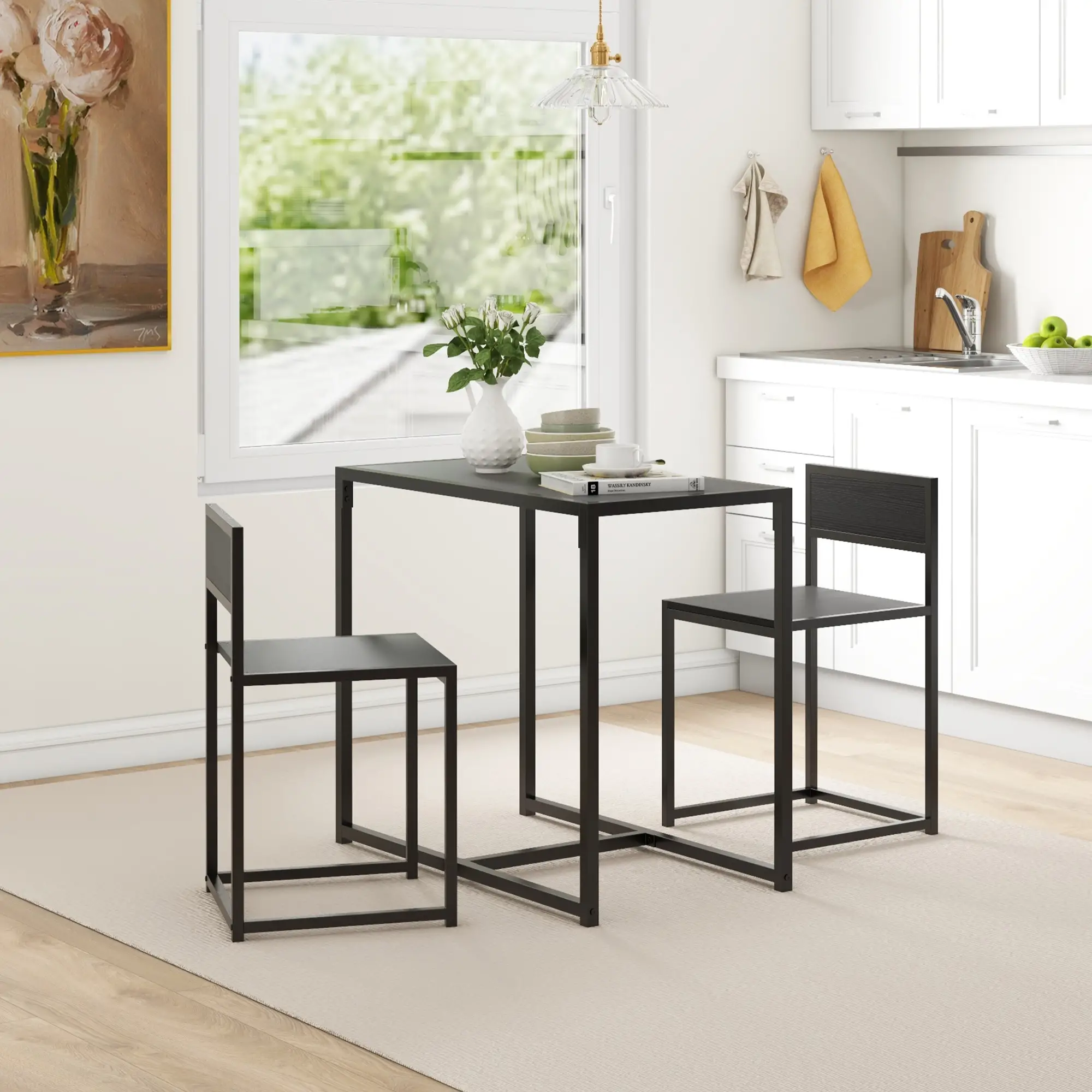 Industrial Dining Table Set for 2, Kitchen Table and Chairs, Small Space - Image 8