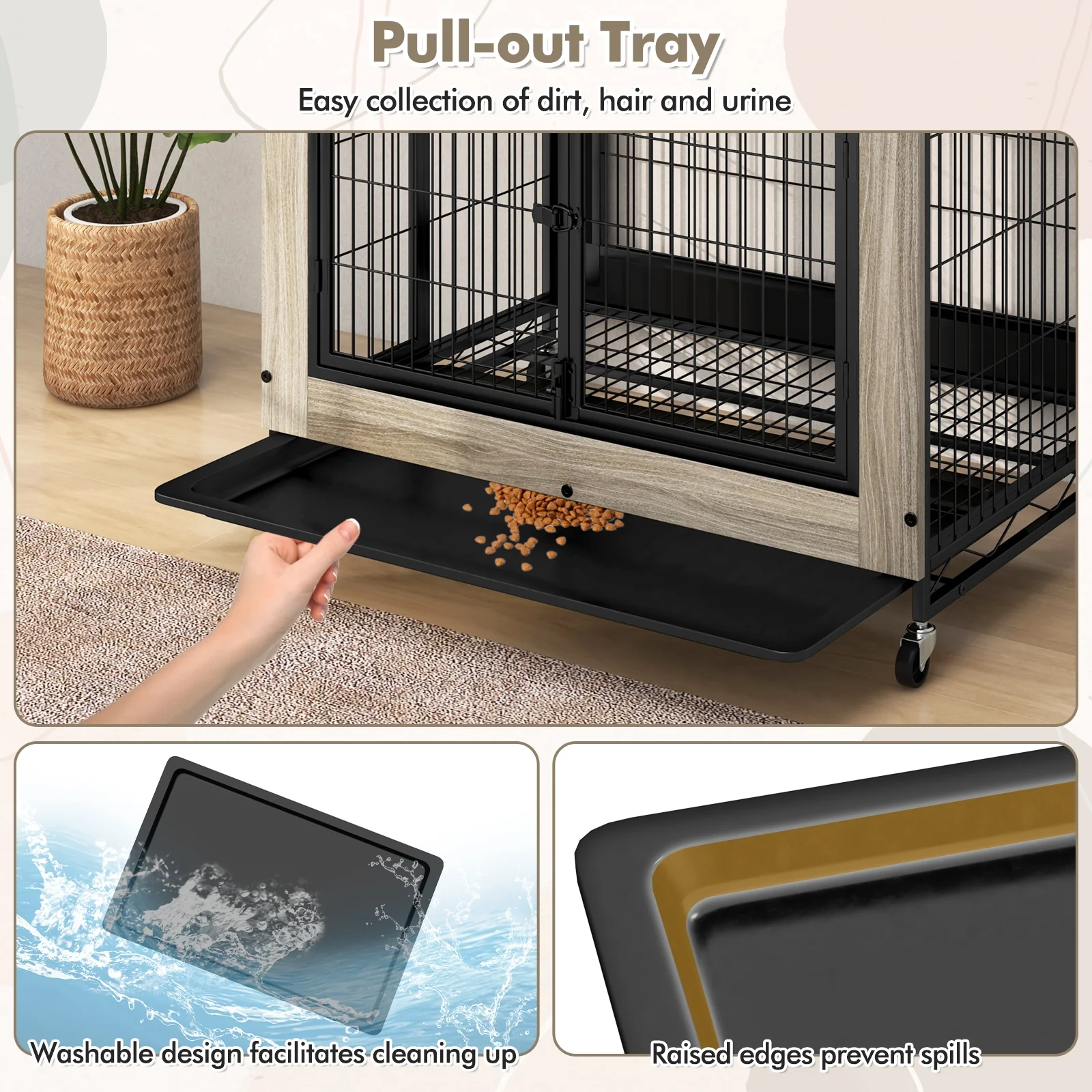 Industrial Dog Kennel Crate With Storage Shelves, Gray - Image 9