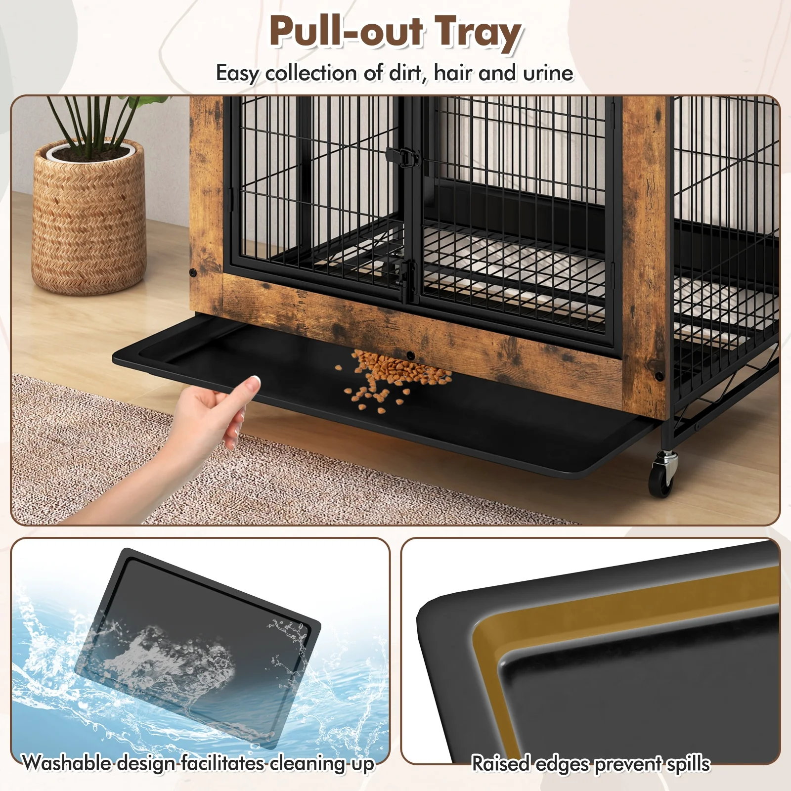 Industrial Dog Kennel Furniture With Storage Shelves, Rustic Brown - Image 9