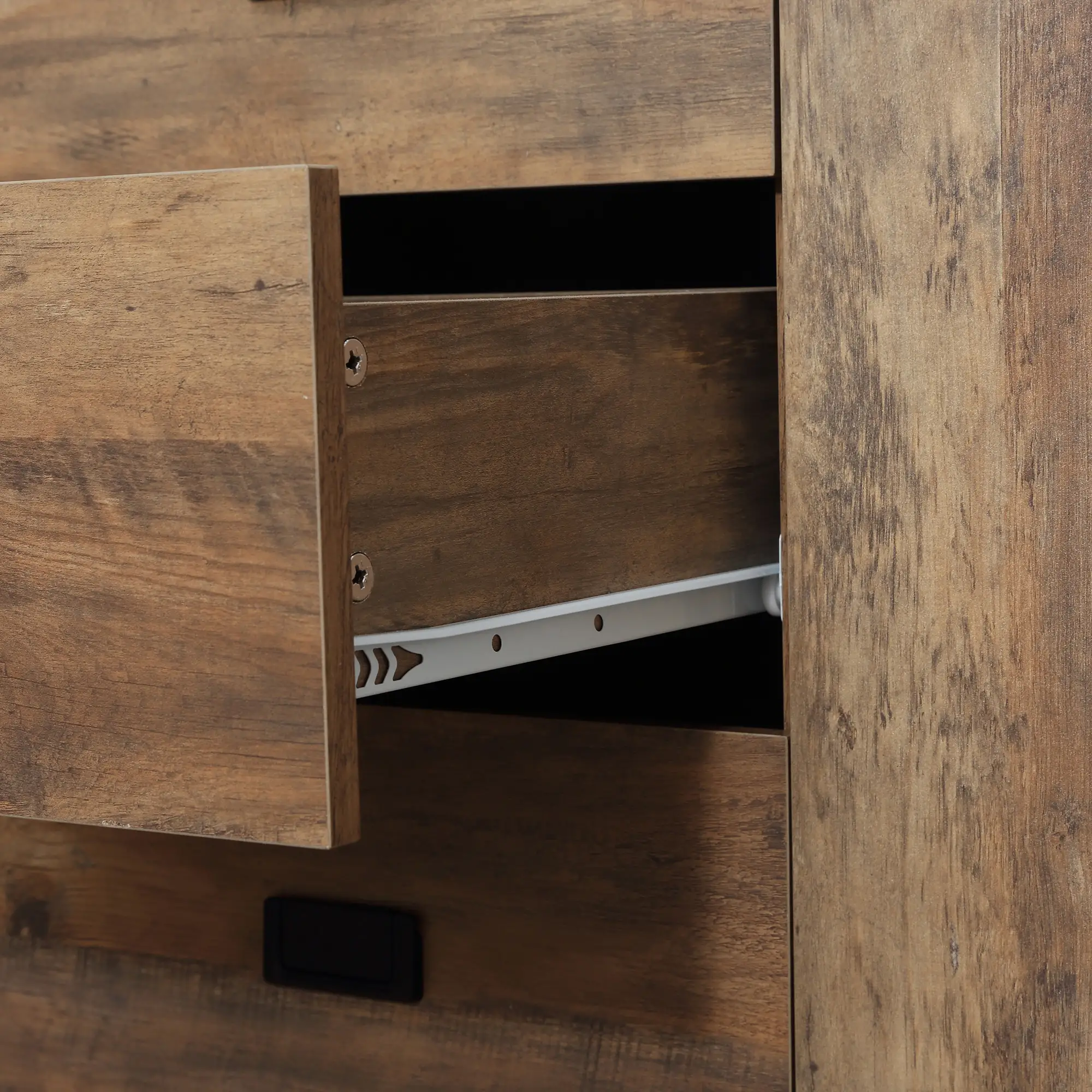 Industrial Sideboard Cabinet, 2 Doors, 3 Drawers, Shelves, Brown - Image 10