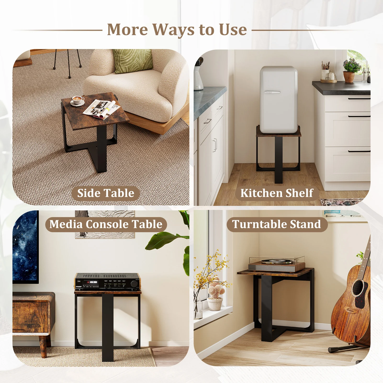 Industrial Sofa End Table With Metal Frame - Image 10