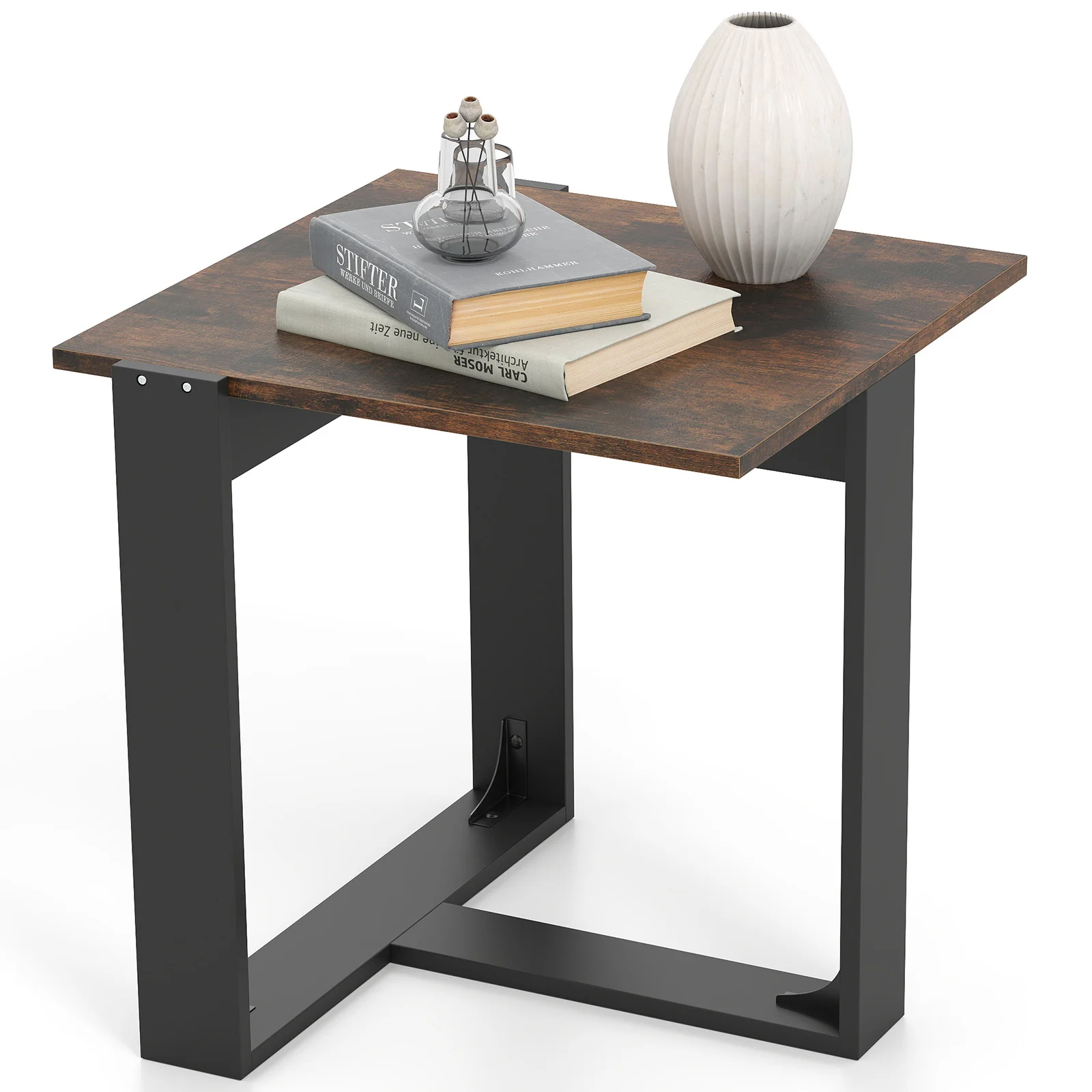 Industrial Sofa End Table With Metal Frame - Image 5