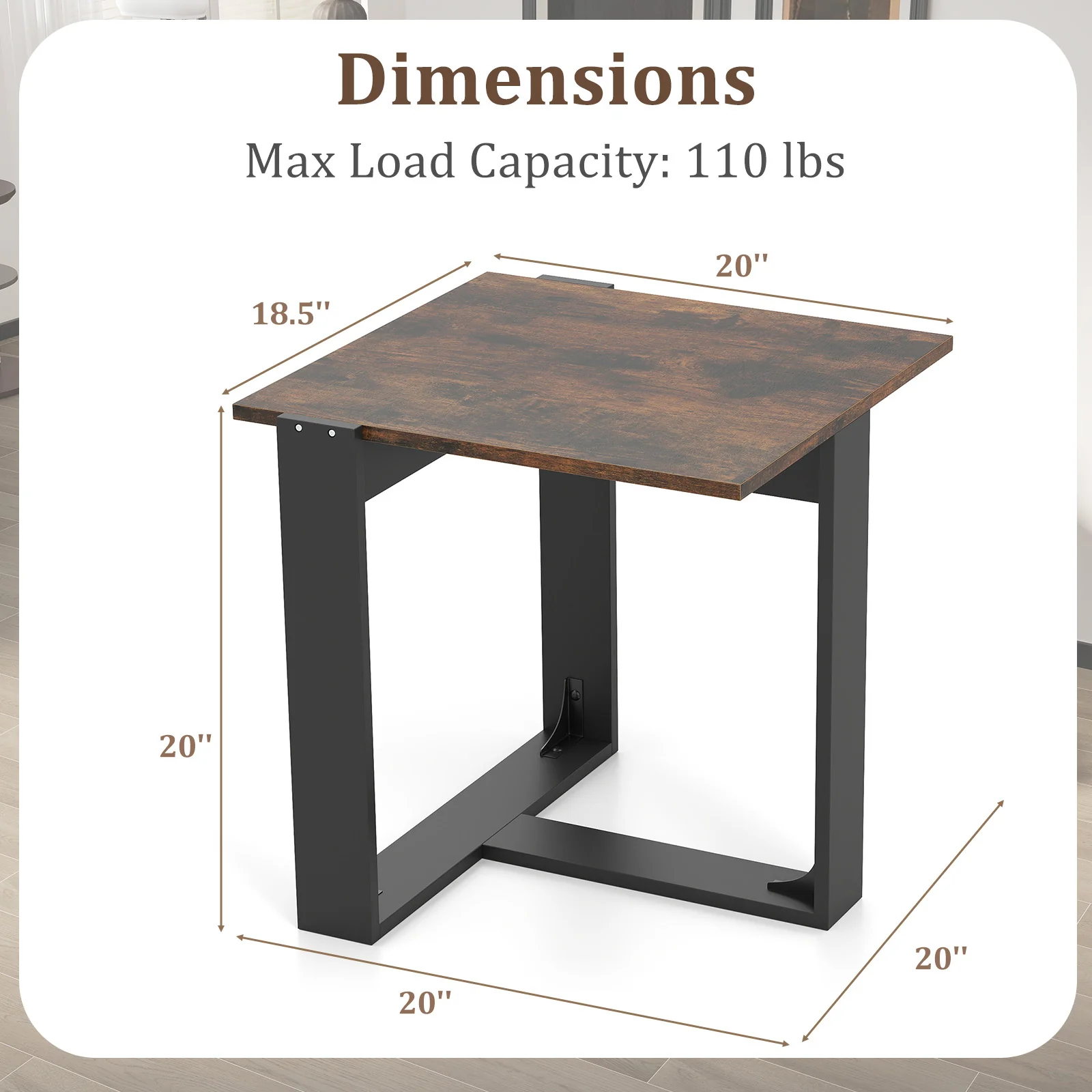Industrial Sofa End Table With Metal Frame - Image 6