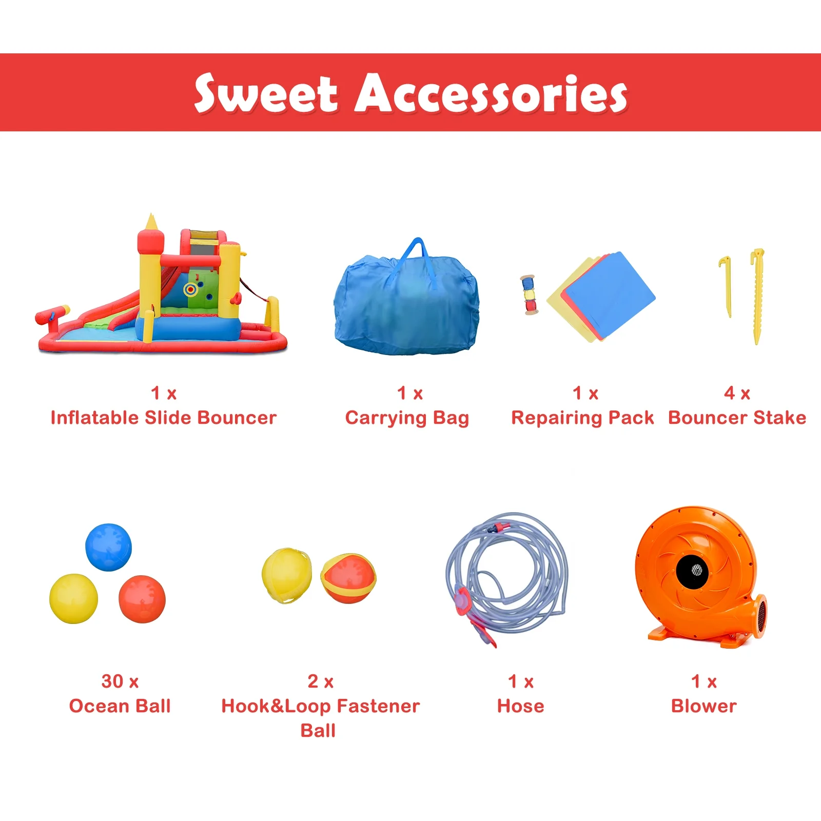 Inflatable Blow Up Water Slide Bounce House with 740W Blower - Image 10