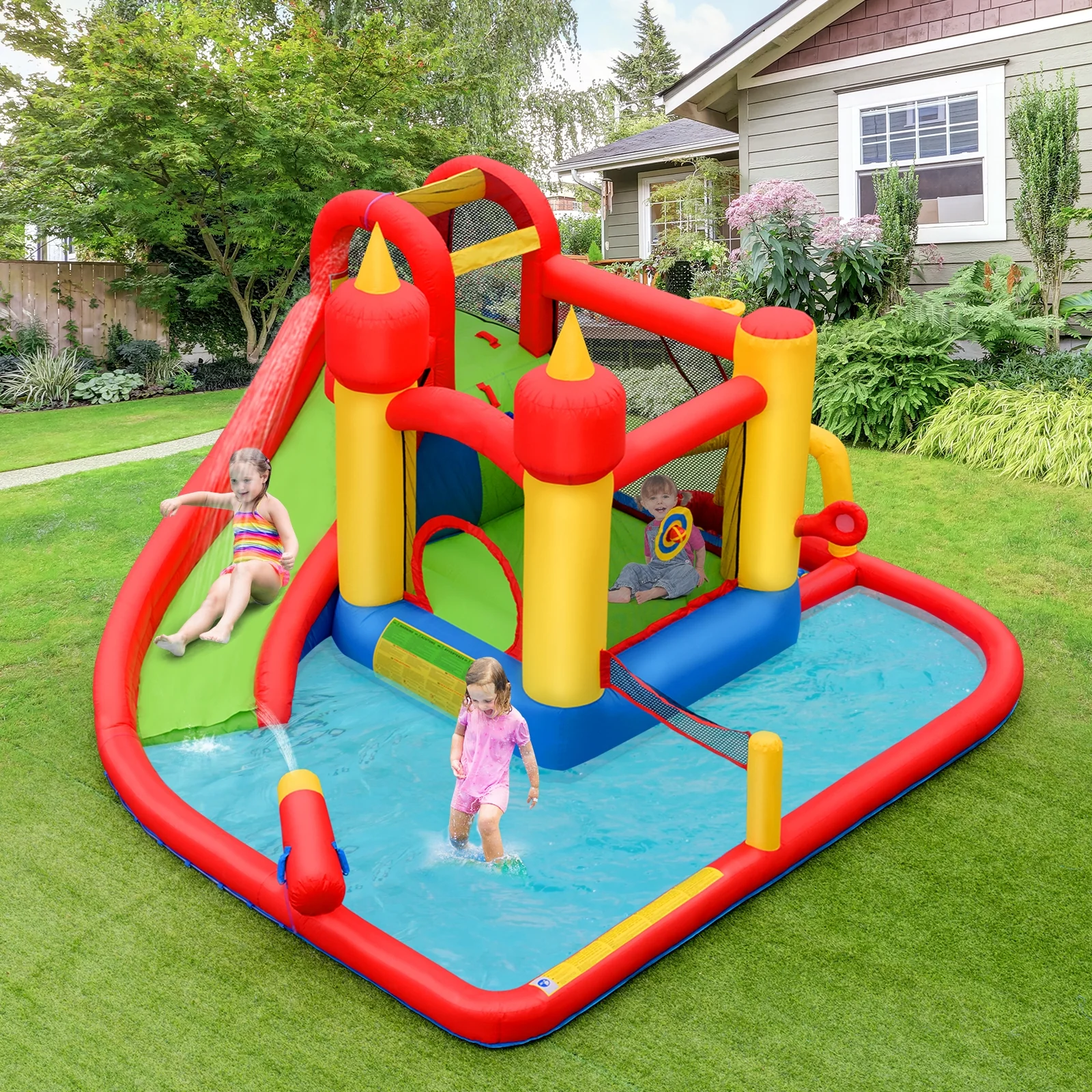 Inflatable Blow Up Water Slide Bounce House with 740W Blower - Image 3
