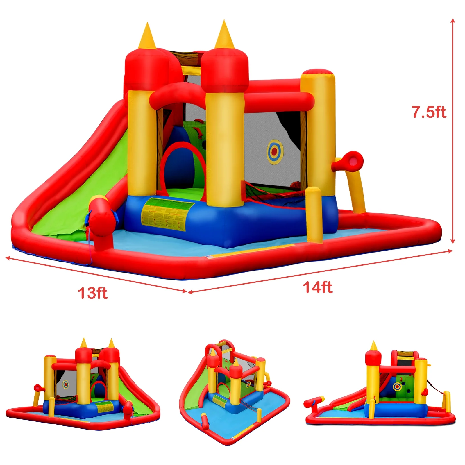 Inflatable Blow Up Water Slide Bounce House with 740W Blower - Image 4