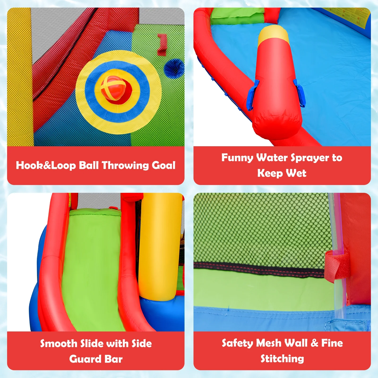 Inflatable Blow Up Water Slide Bounce House with 740W Blower - Image 9