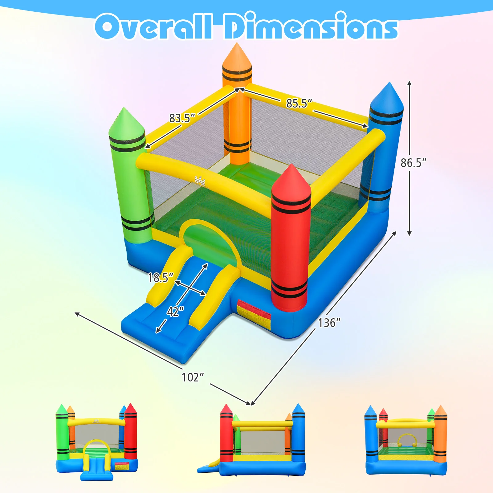 Inflatable Bounce House, 2-in-1 Kids Bouncer, 550W Blower - Image 5
