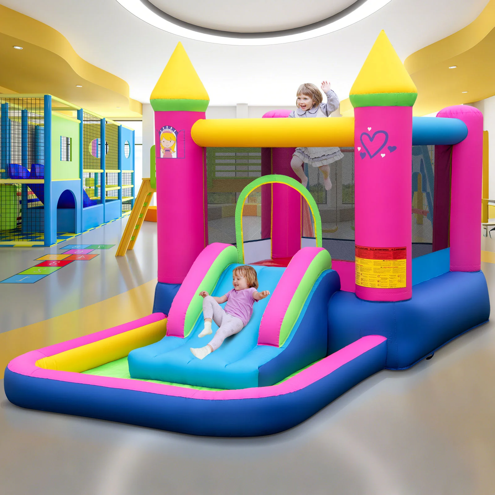 Inflatable Bounce House, 4-in-1 Princess Bouncer Castle, 480 Blower, Multicolor - Image 2