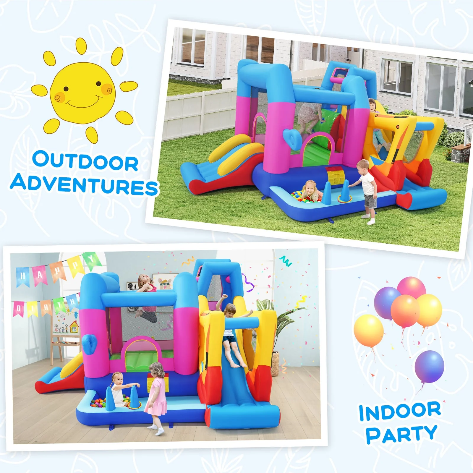 Inflatable Bounce House, 8-in-1 Excavator Kids Bouncer - Image 5