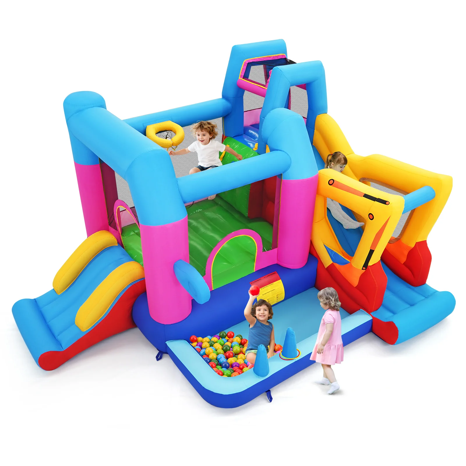Inflatable Bounce House, 8-in-1 Excavator Kids Bouncer, 750W Blower - Image 5