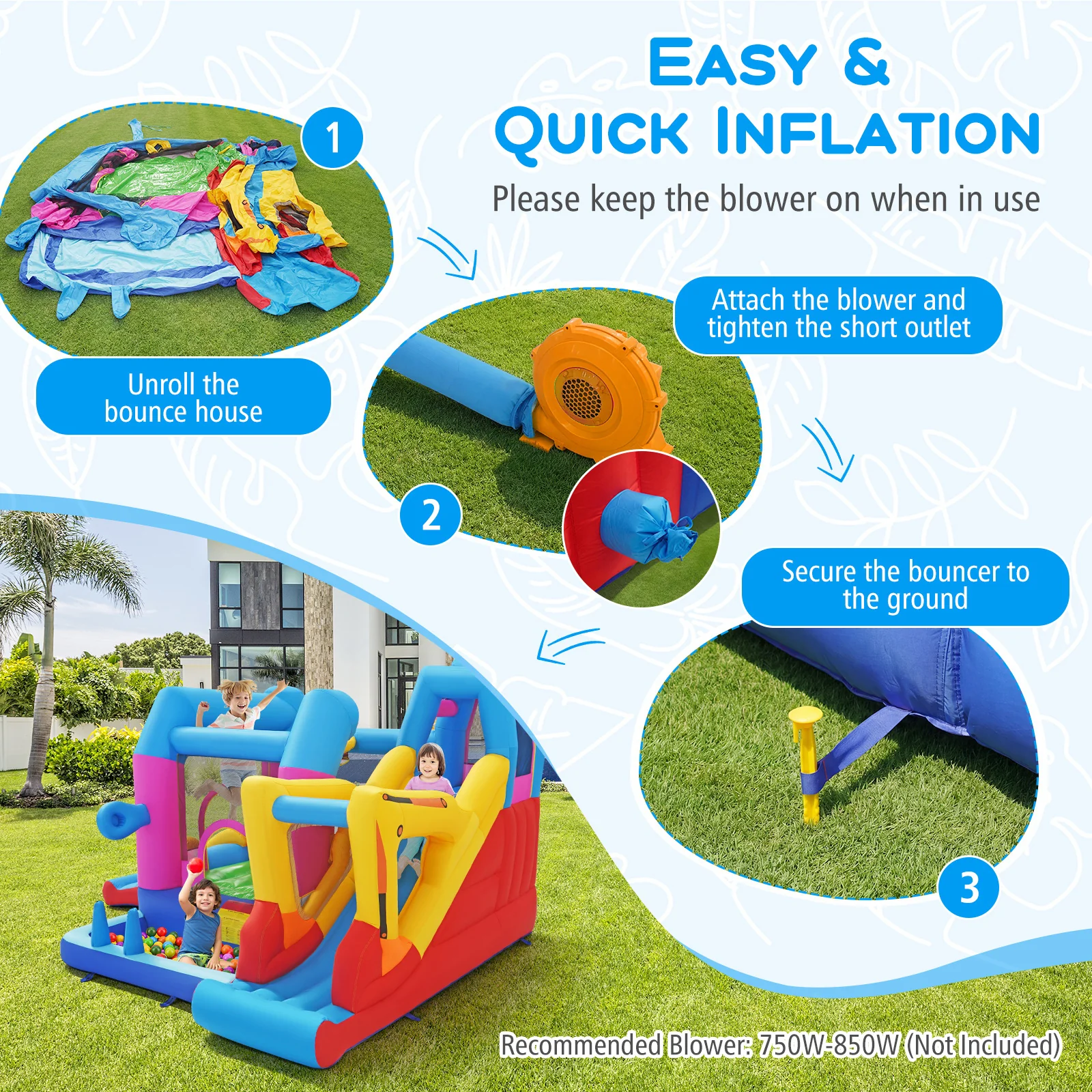 Inflatable Bounce House, 8-in-1 Excavator Kids Bouncer - Image 8