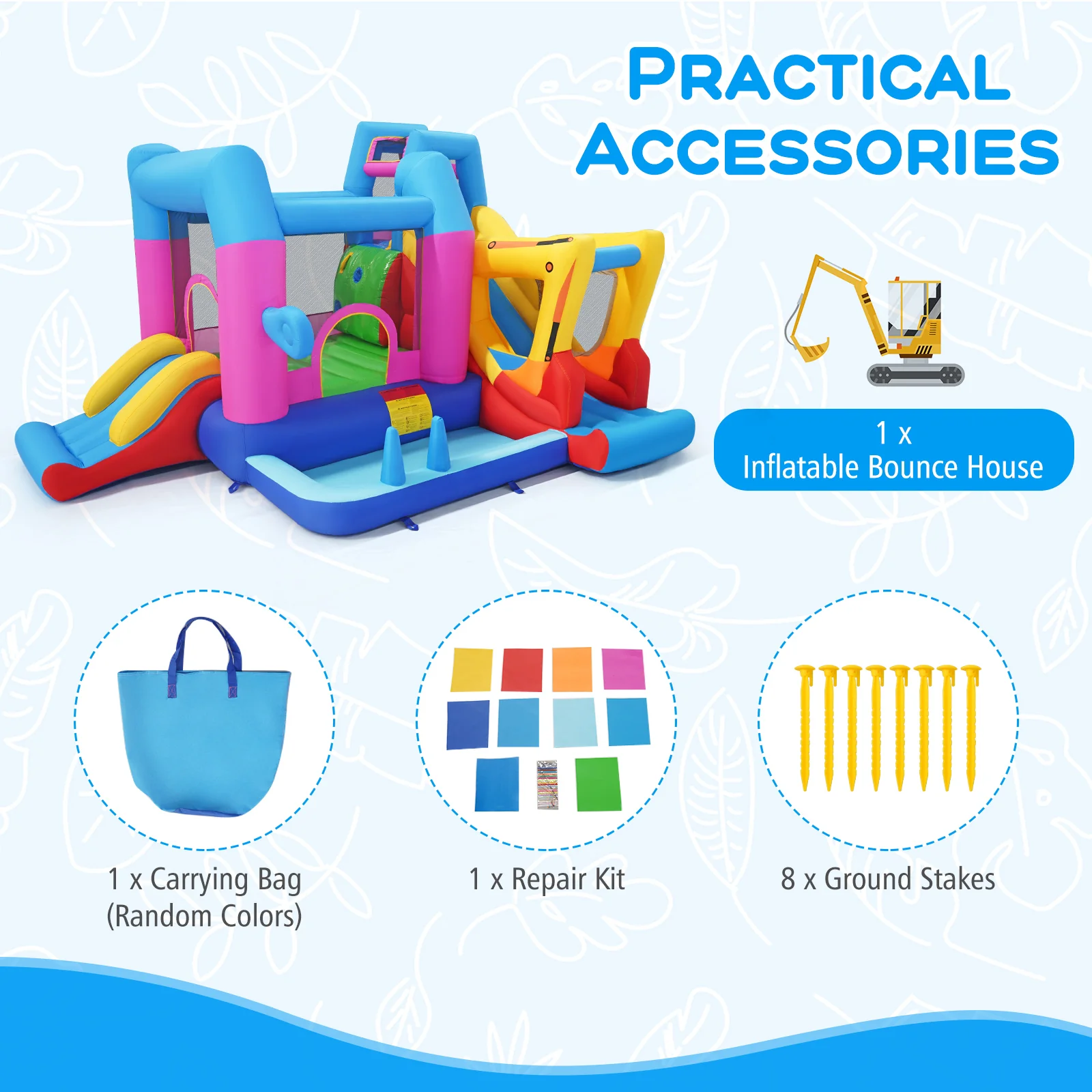 Inflatable Bounce House, 8-in-1 Excavator Kids Bouncer - Image 9