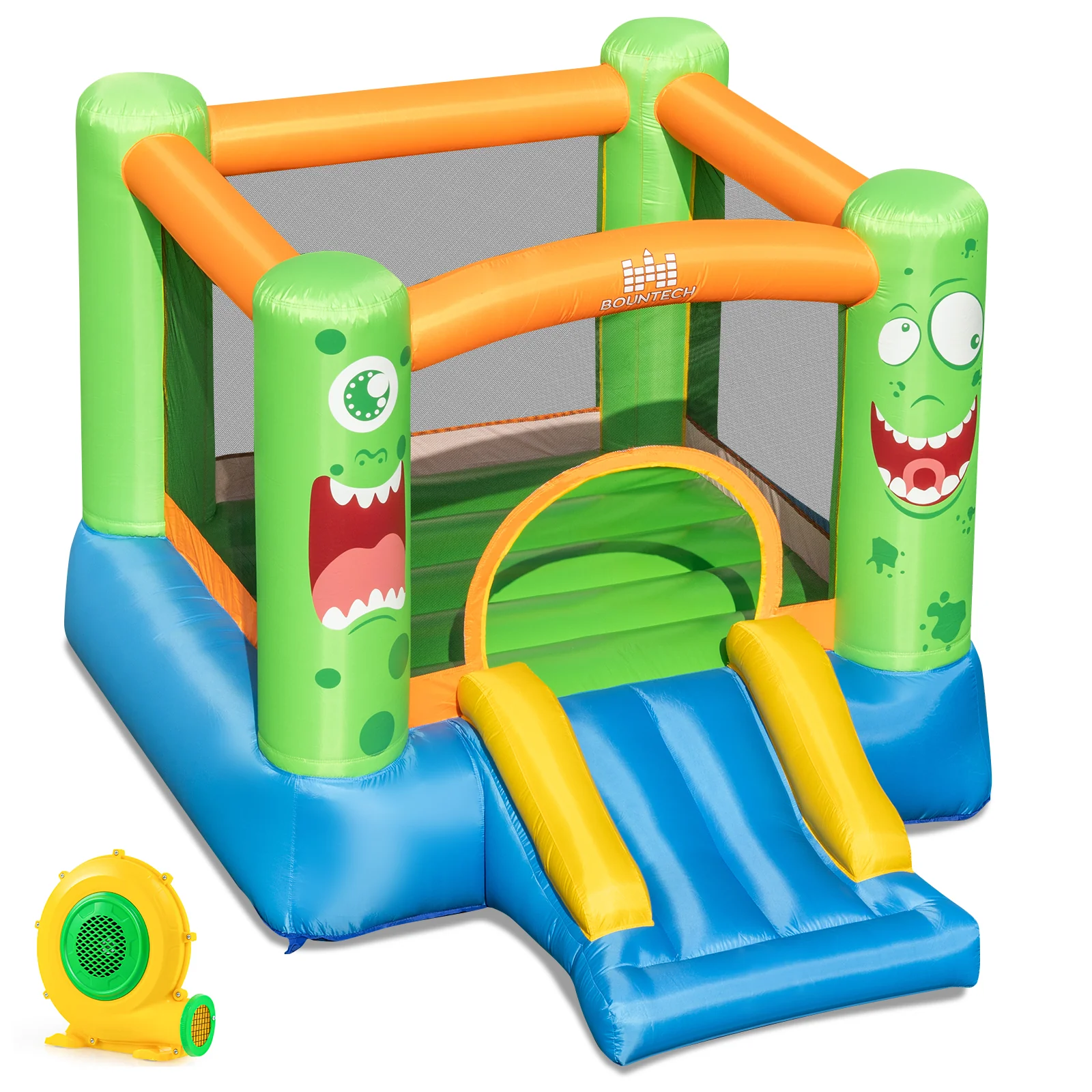 Inflatable Bounce House Monster Themed Bouncy Castle with Large Jumping Area and Slide 550W Blower Included - Image 4