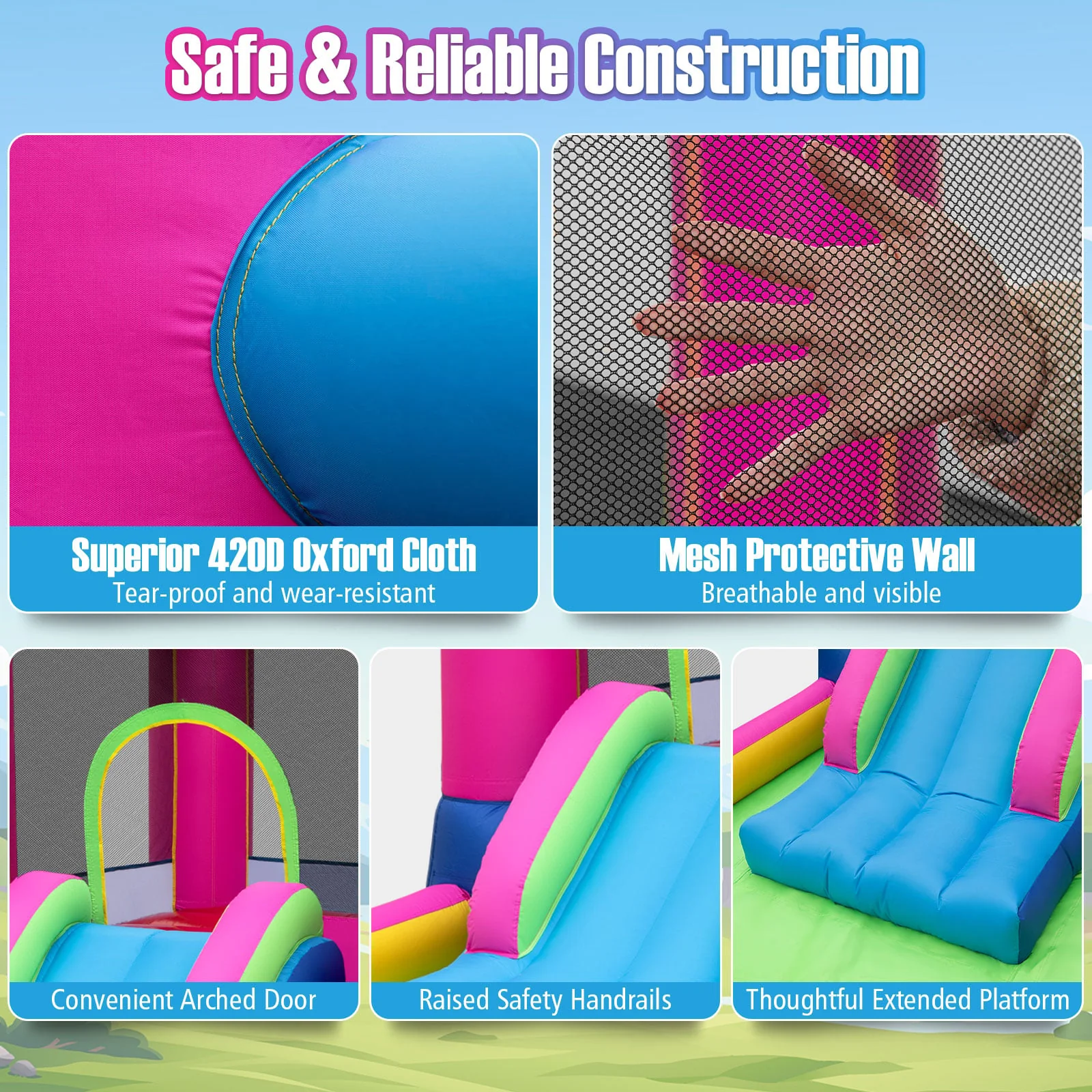 Inflatable Bounce House, Princess Bouncy Castle, 520W Blower - Image 6