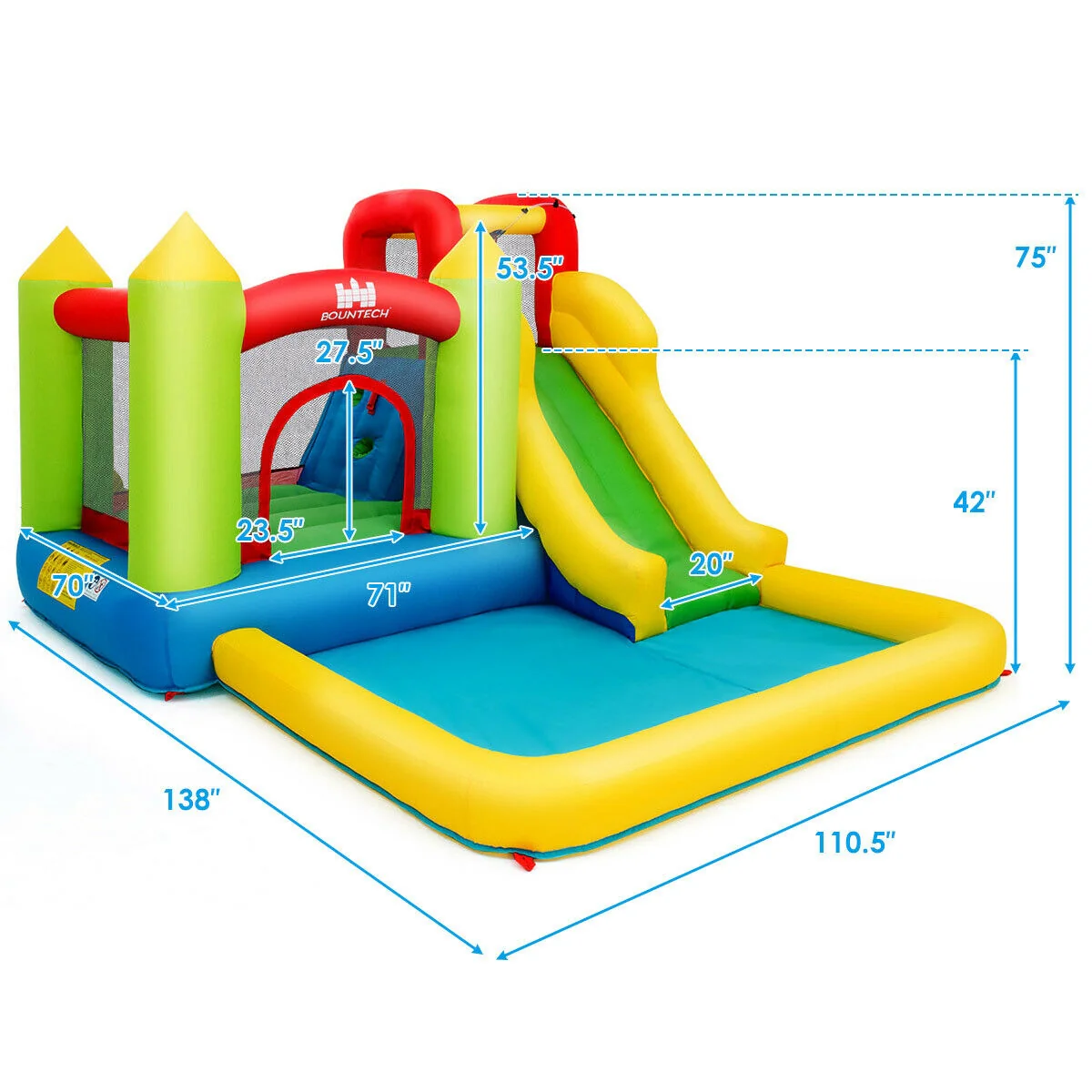 Inflatable Bounce House Water Slide Jump Bouncer Without Blower - Image 6