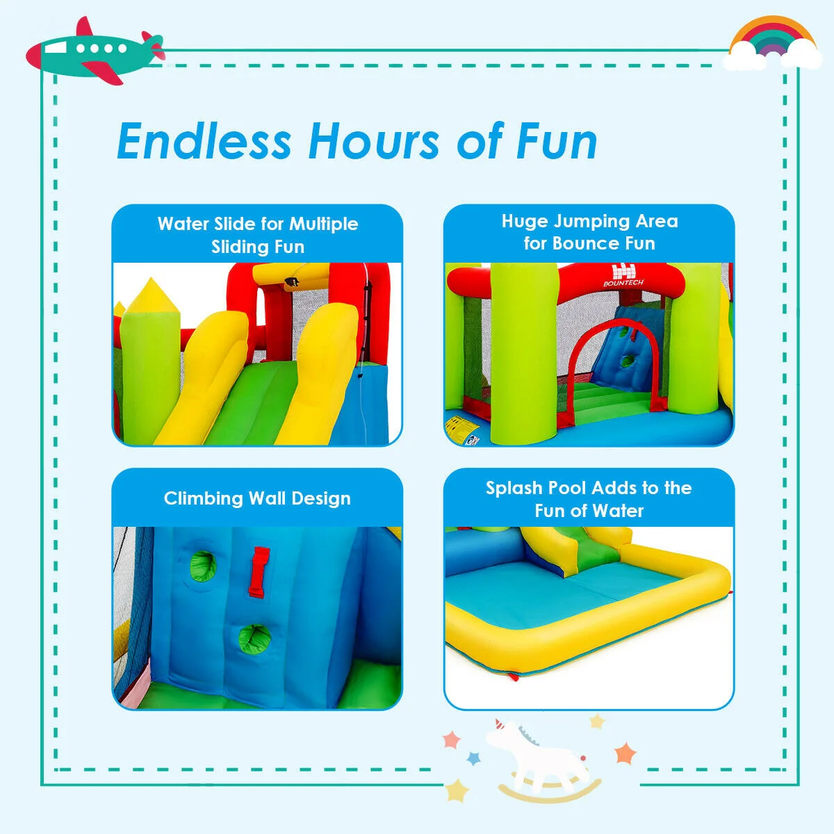 Inflatable Bounce House Water Slide Jump Bouncer Without Blower - Image 9