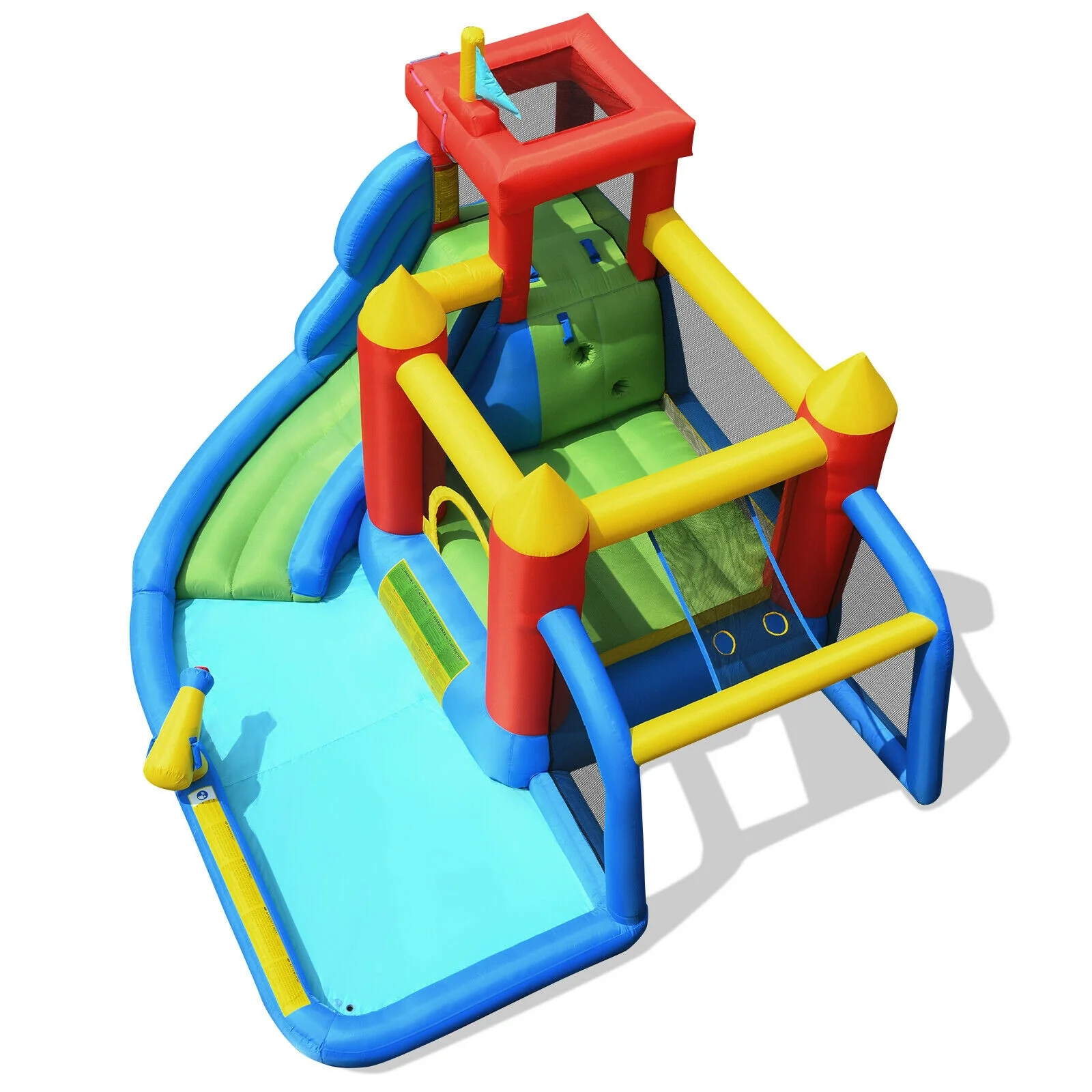 Inflatable Bouncer Bounce House with Water Slide Splash Pool without Blower - Image 8