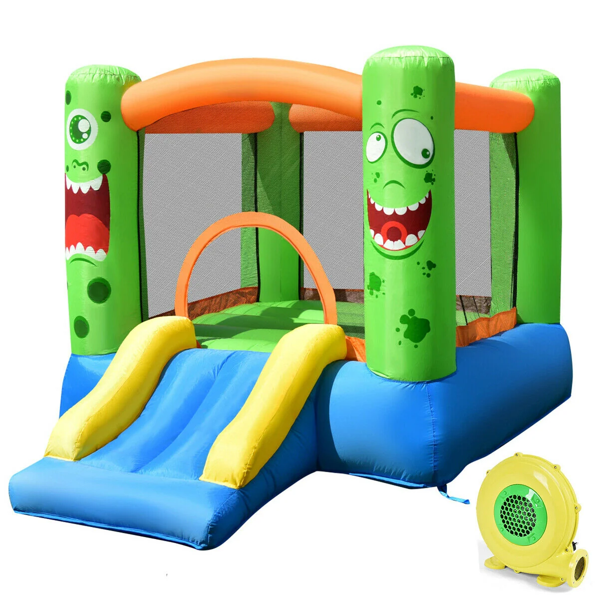 Inflatable Castle Bounce House, Kids Playhouse With Slider, Multicolor - Image 5