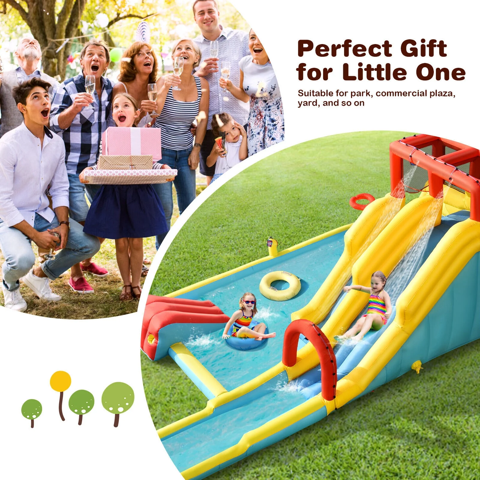 Inflatable Dual Slide Water Park, Climbing Bouncer With 735W Air Blower - Image 10