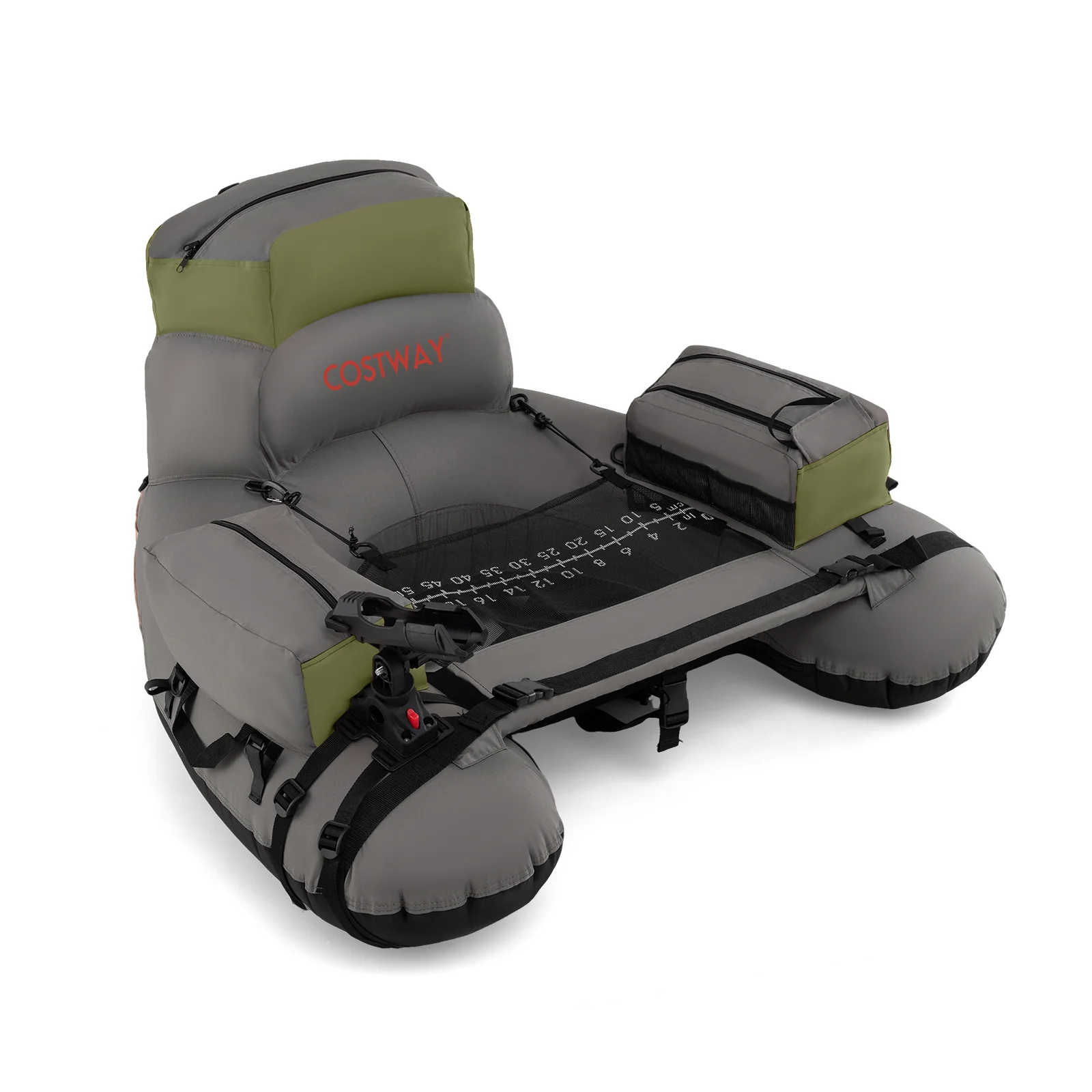 Inflatable Fishing Float Tube, With Shoulder Straps And Storage, Green - Image 5