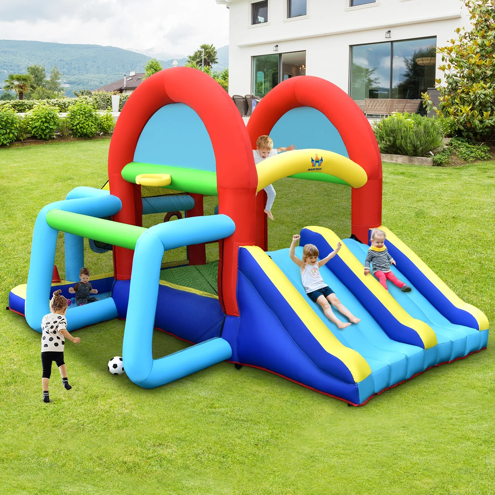 Inflatable Jumping Castle Bounce House, Dual Slides, 480W Blower - Image 2