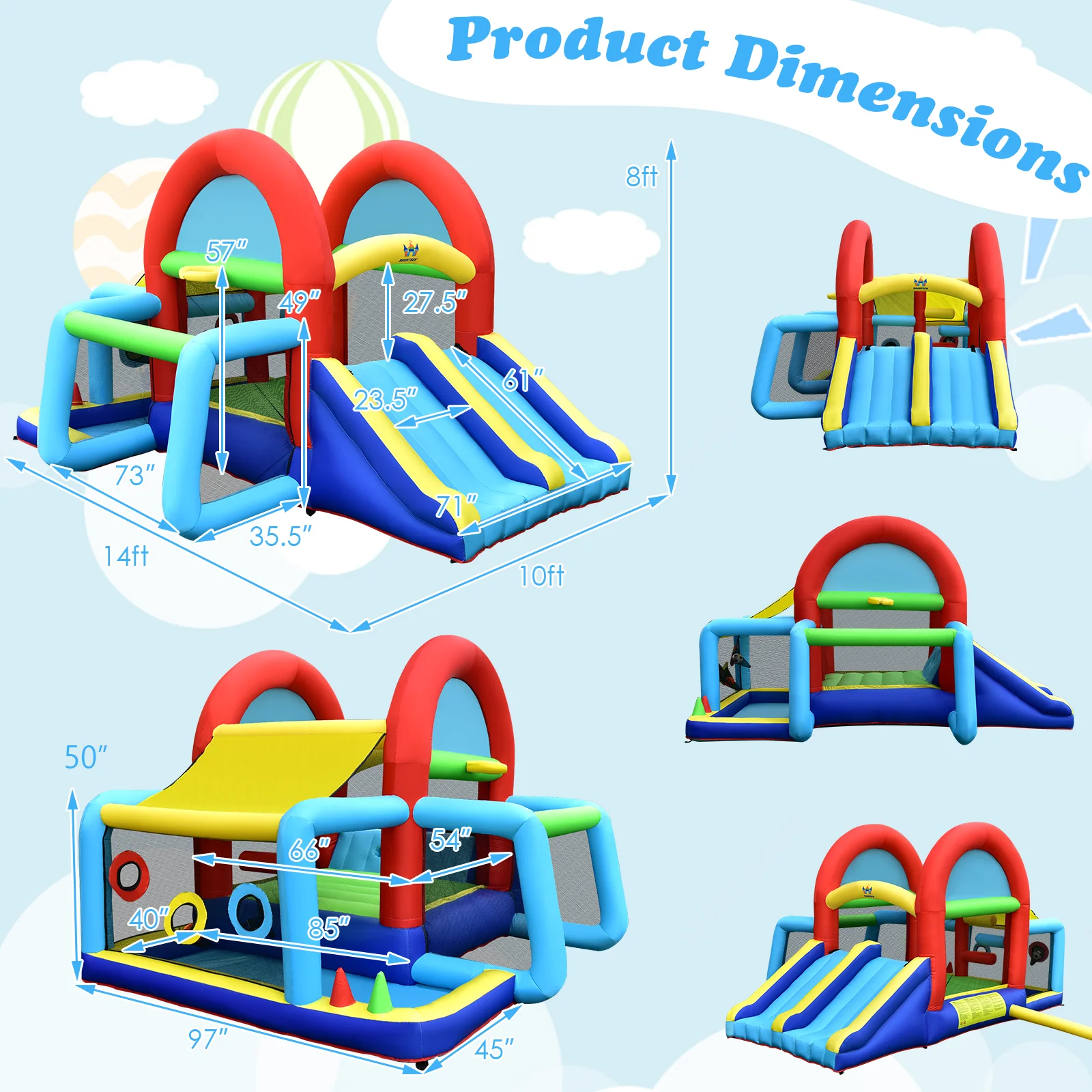 Inflatable Jumping Castle Bounce House, Dual Slides, 480W Blower - Image 5