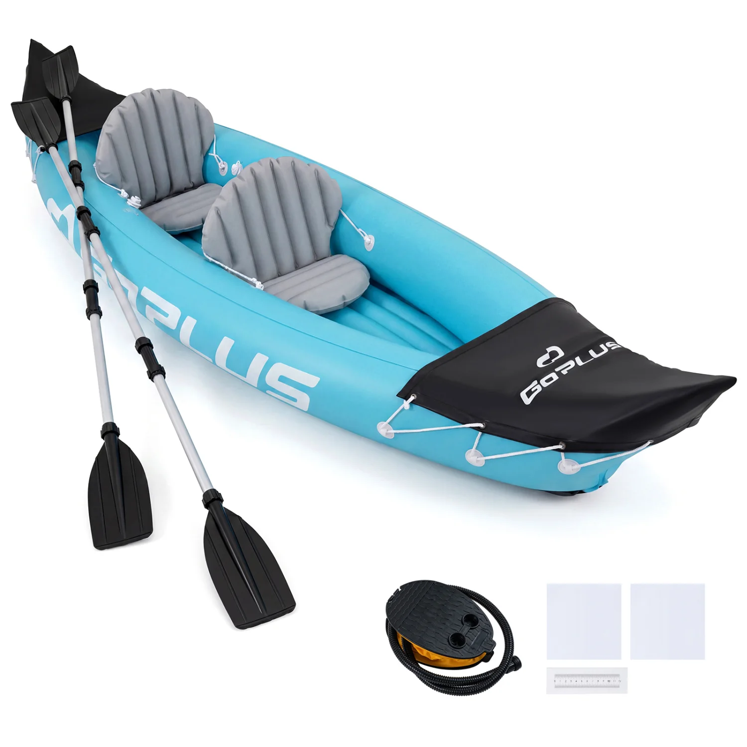 Inflatable Kayak 2 Person Heavy Duty Tandem Touring Kayak with Aluminum Paddles, Blue - Image 3