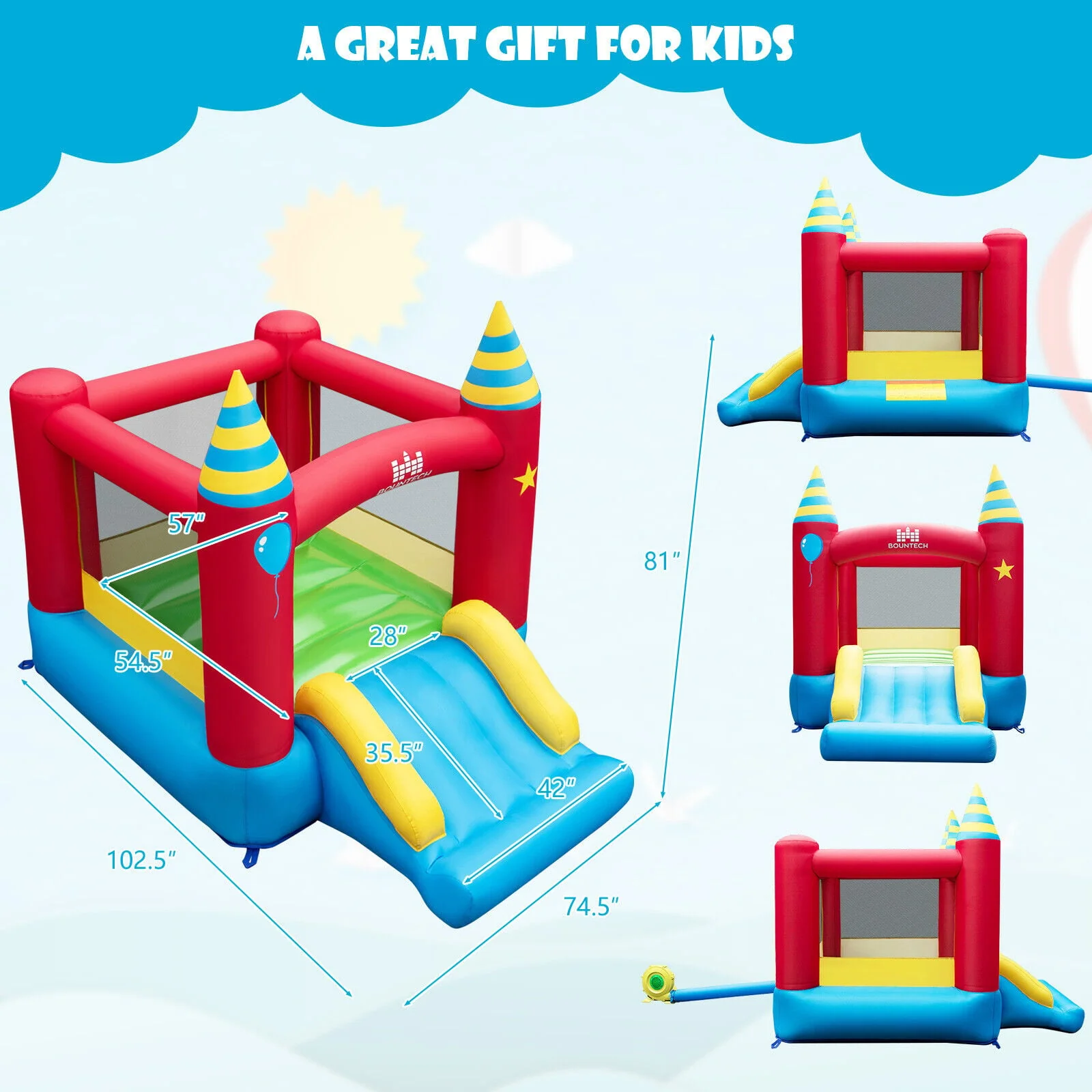 Inflatable Kids Bounce Castle, 480W Blower - Image 5